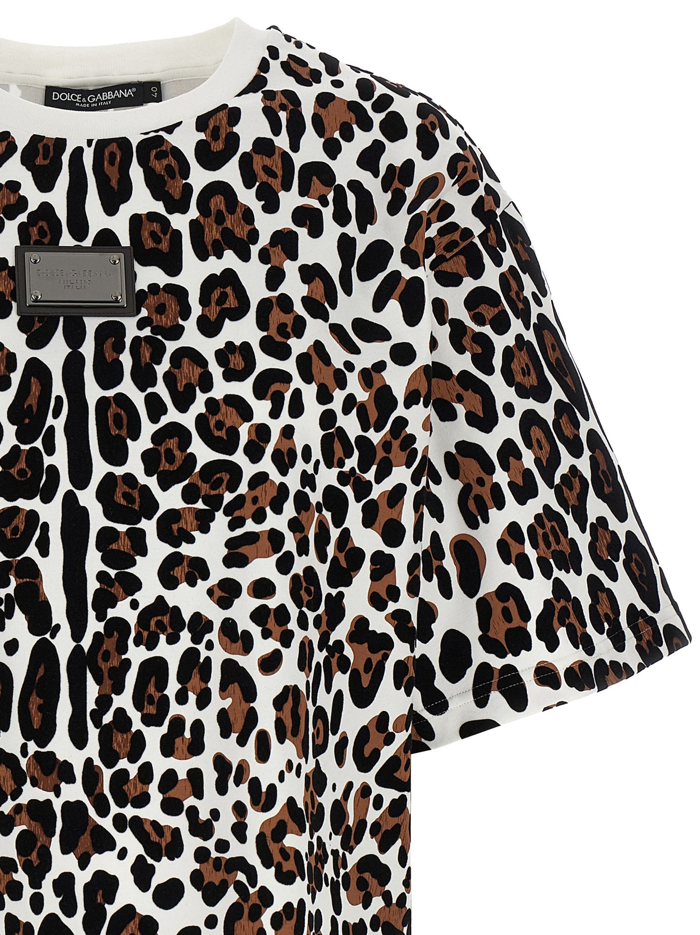 Dolce & Gabbana Women Animal Print Logo Plaque T-Shirt DOLCE & GABBANA