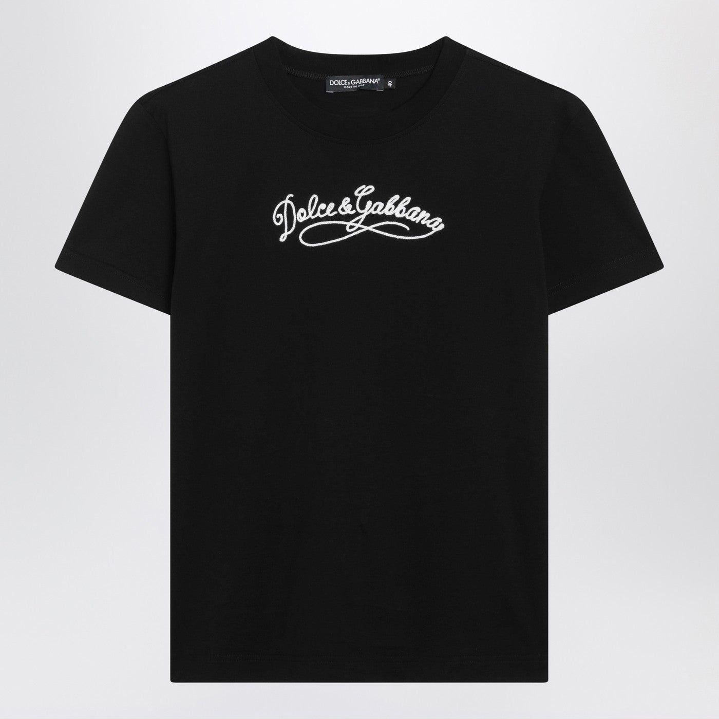 Dolce&Gabbana Black Jersey T-Shirt With Embroidery Women DOLCE & GABBANA