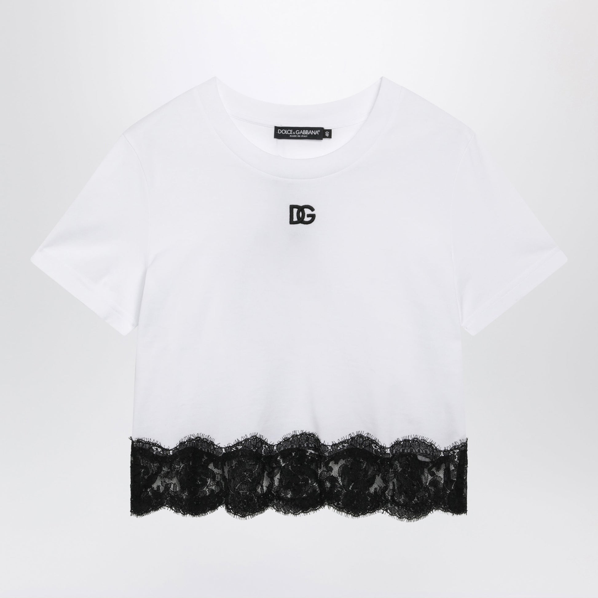 Dolce&Gabbana White Jersey T-Shirt With Lace Women DOLCE & GABBANA