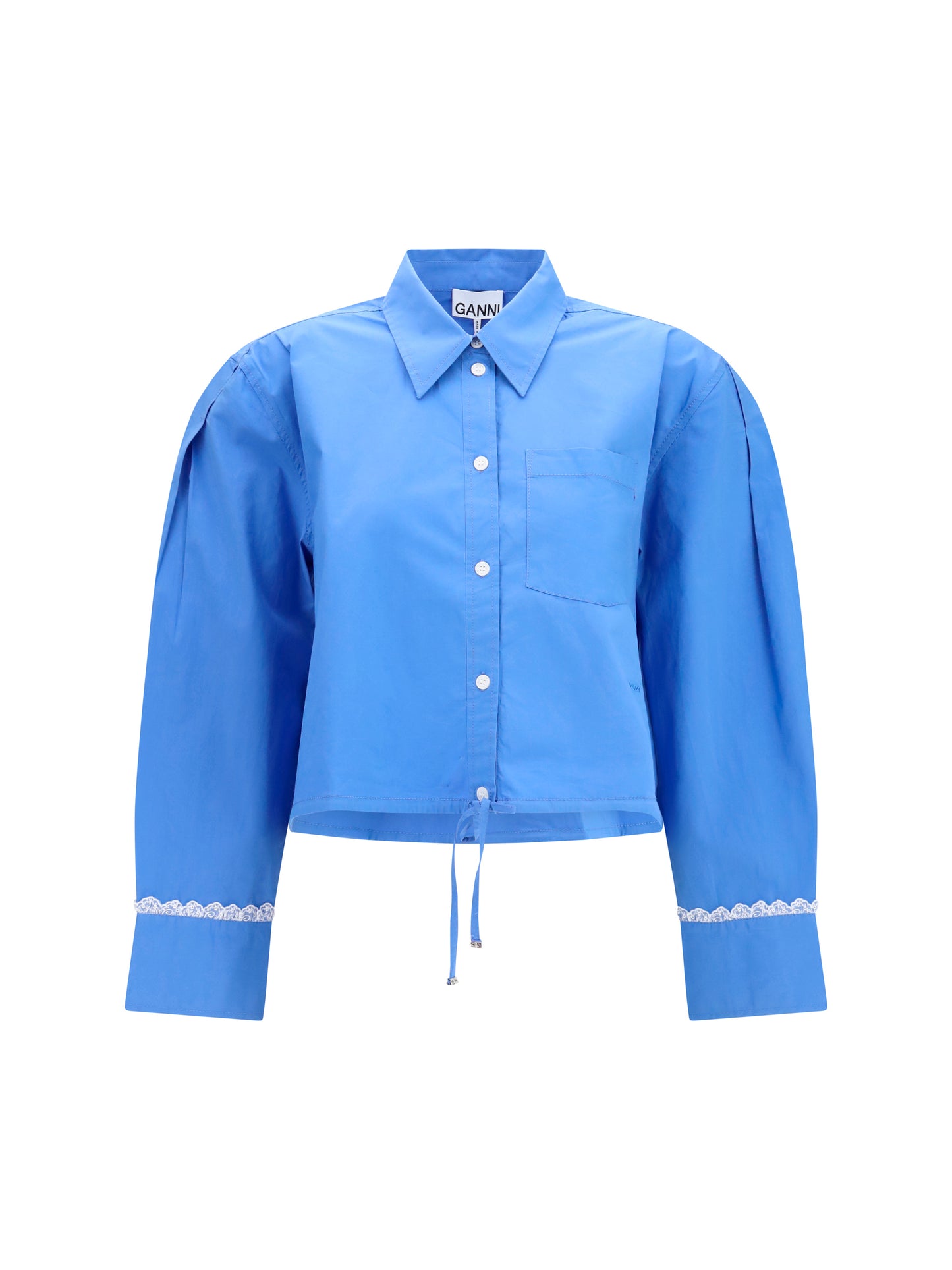Ganni Women Cotton Shirt With Lace Details GANNI