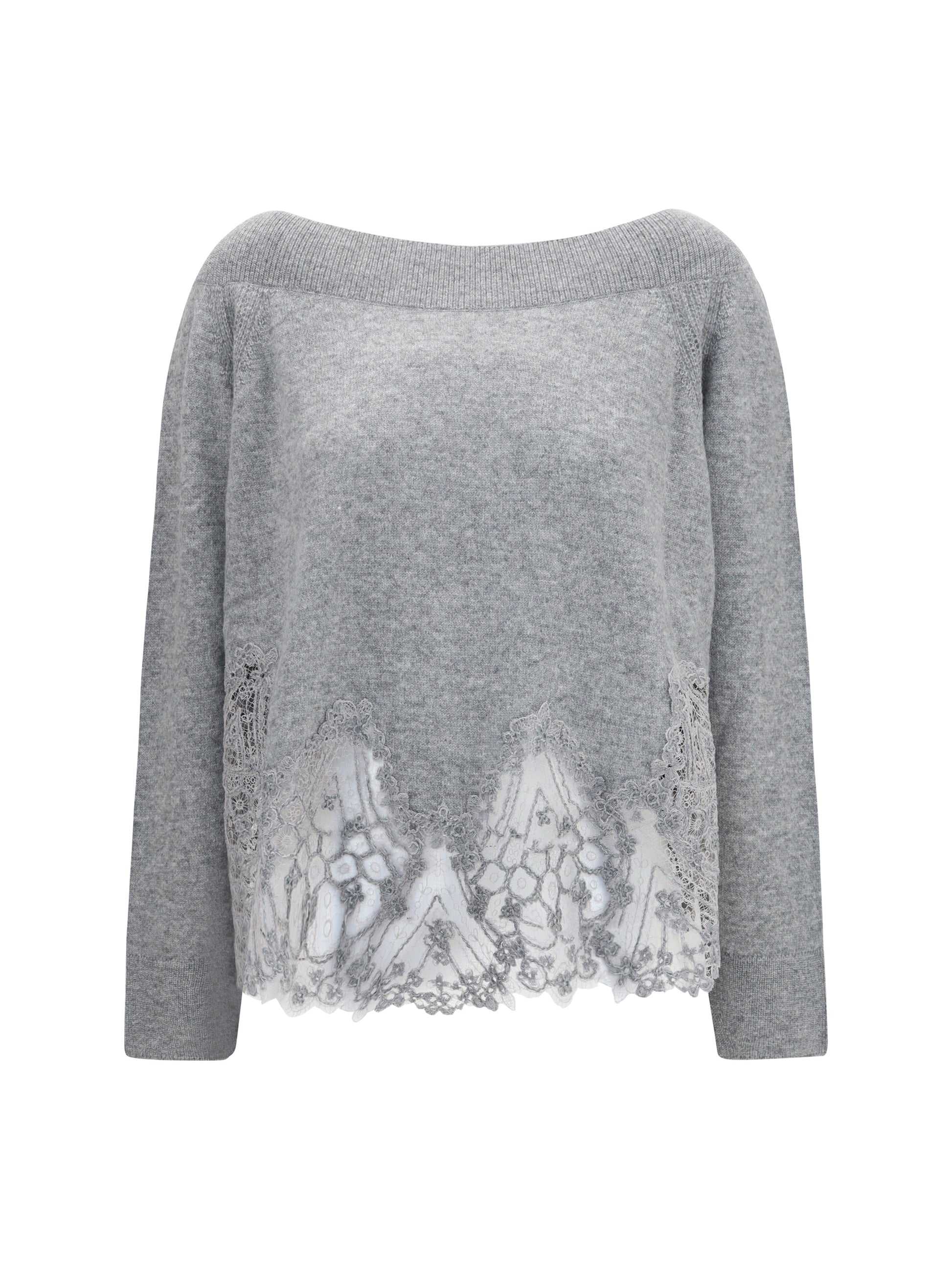 Ermanno Scervino Women Boat Neck Lace Sweater ERMANO SCERVINO