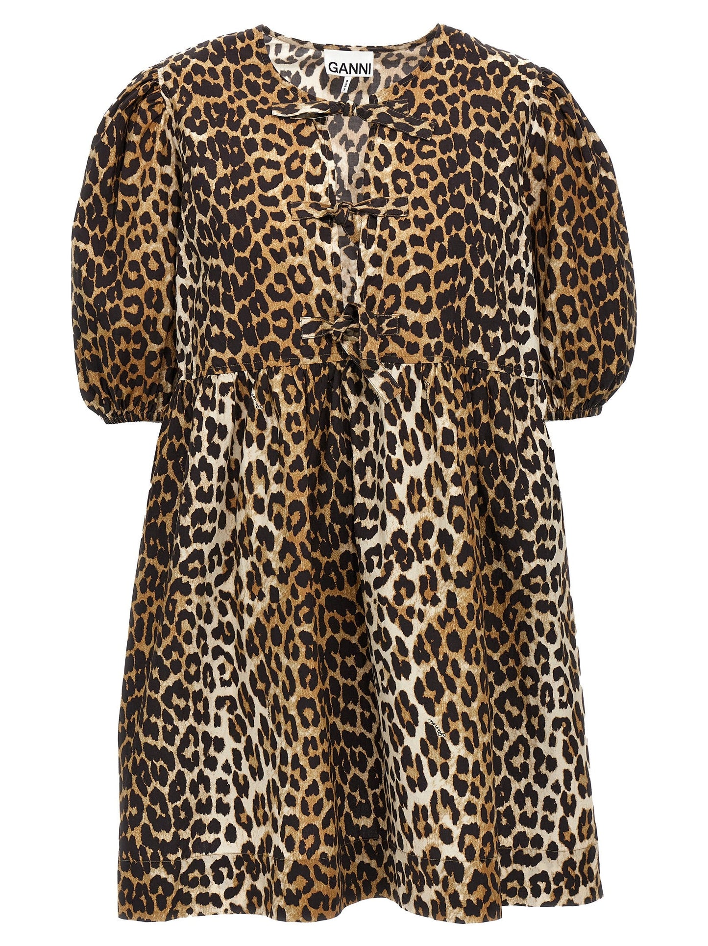 Ganni Women Leopard Poplin Dress GANNI