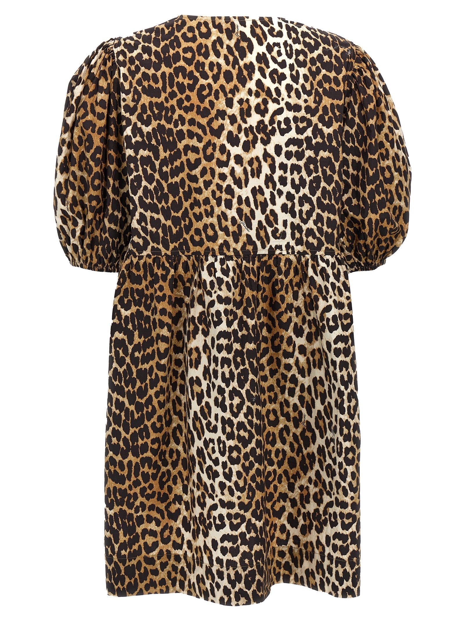 Ganni Women Leopard Poplin Dress GANNI