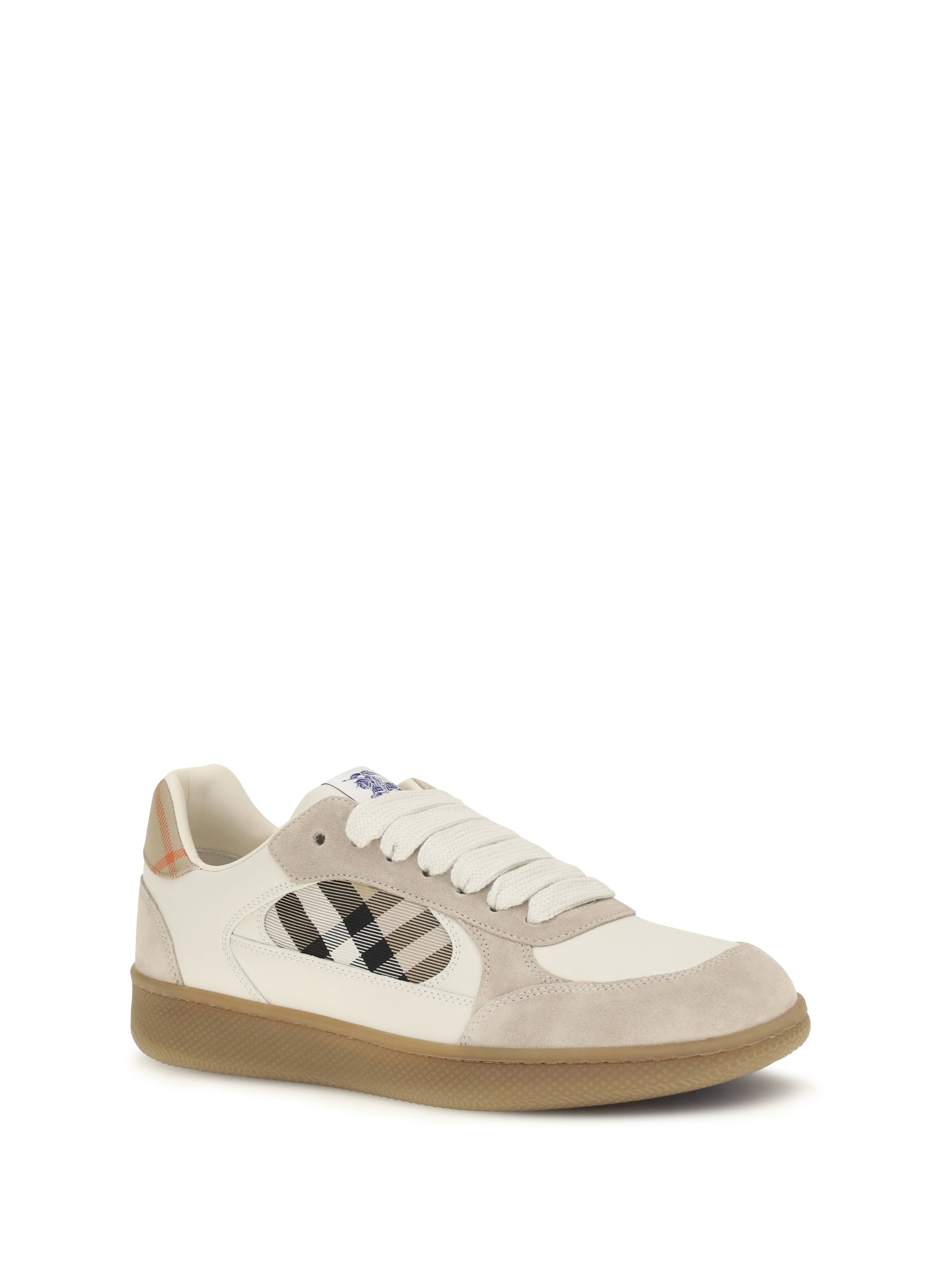 Burberry Men Terrace Leather And Check Sneakers BURBERRY