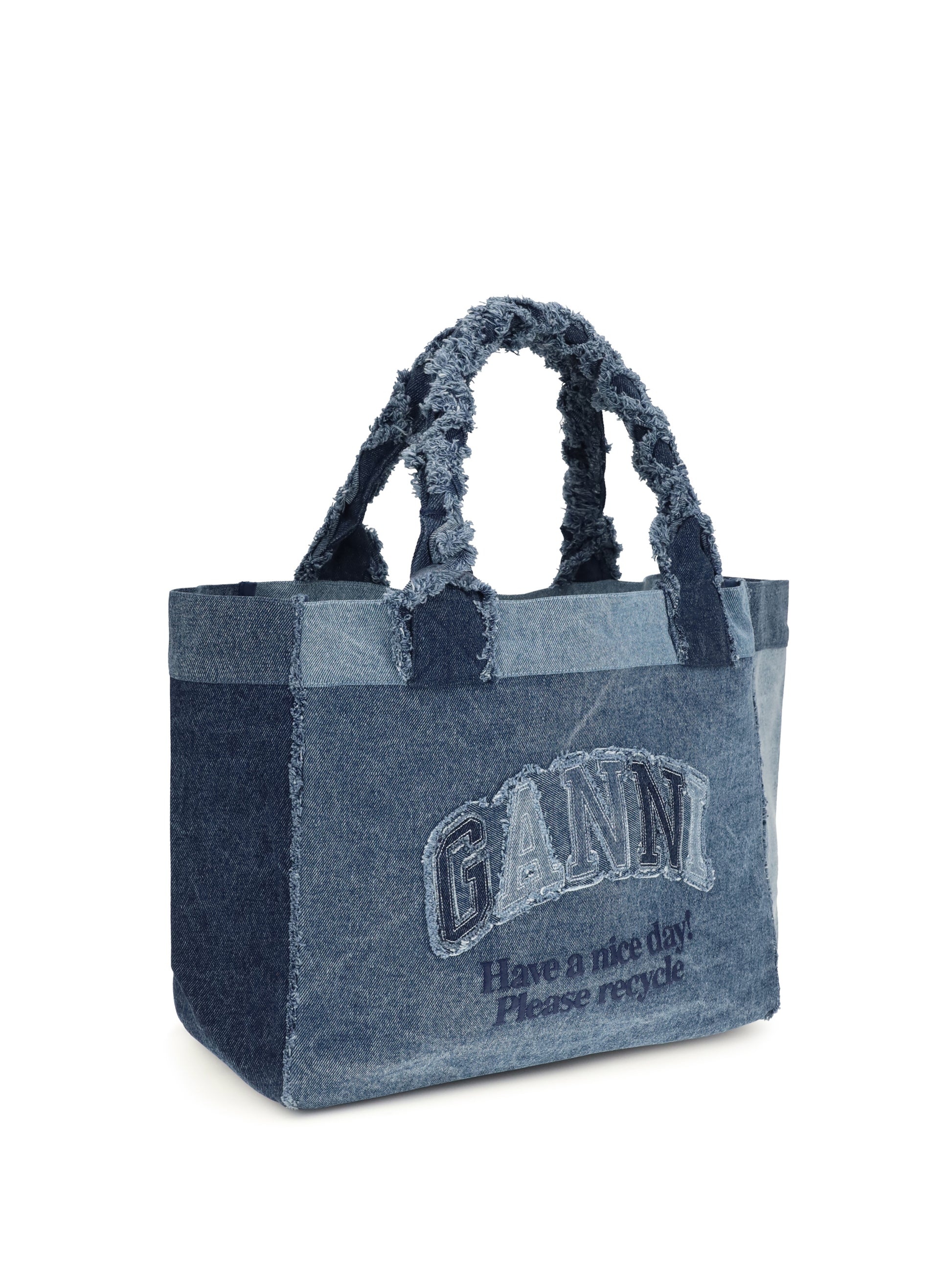 Ganni Women Medium Trapeze Denim Shopper GANNI