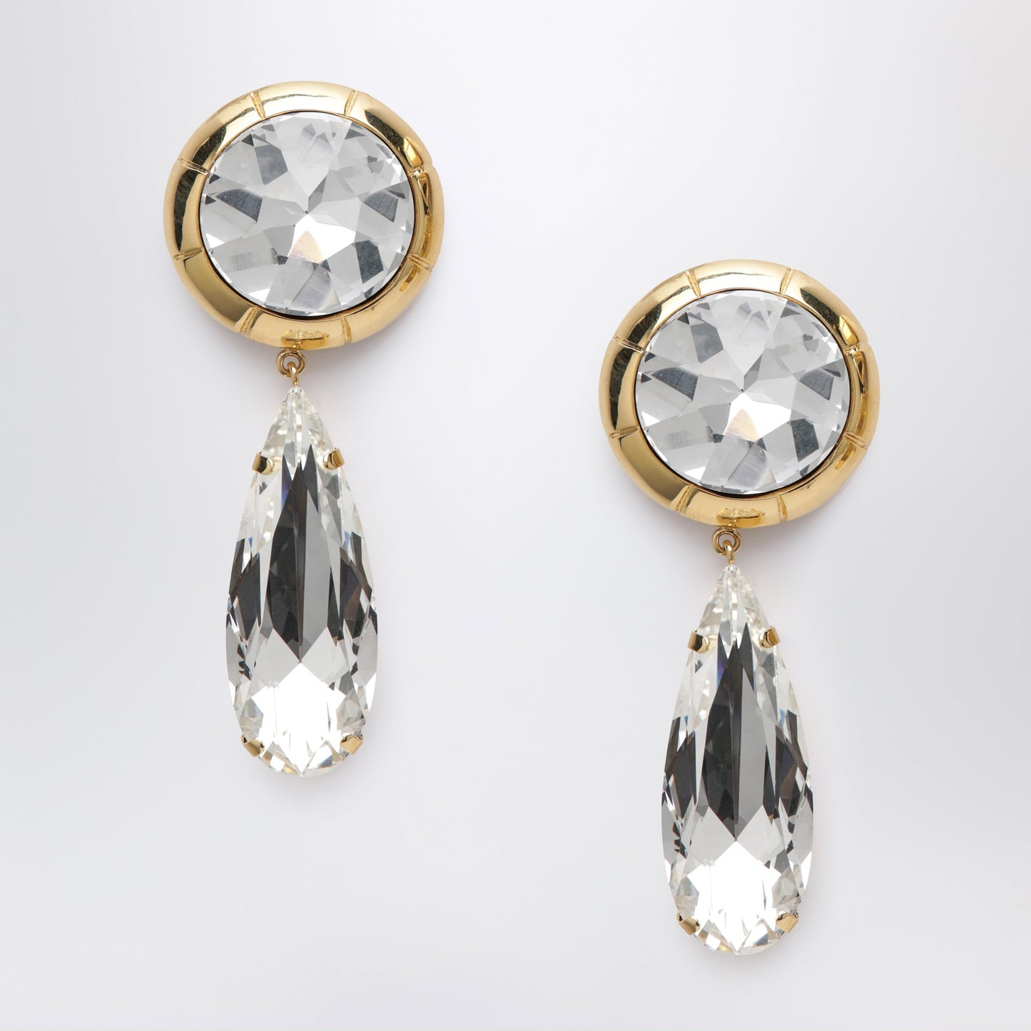 Alessandra Rich Round Clip-On Gold-Tone Metal Earrings With Crystal Pendant Women ALESSANDRA RICH