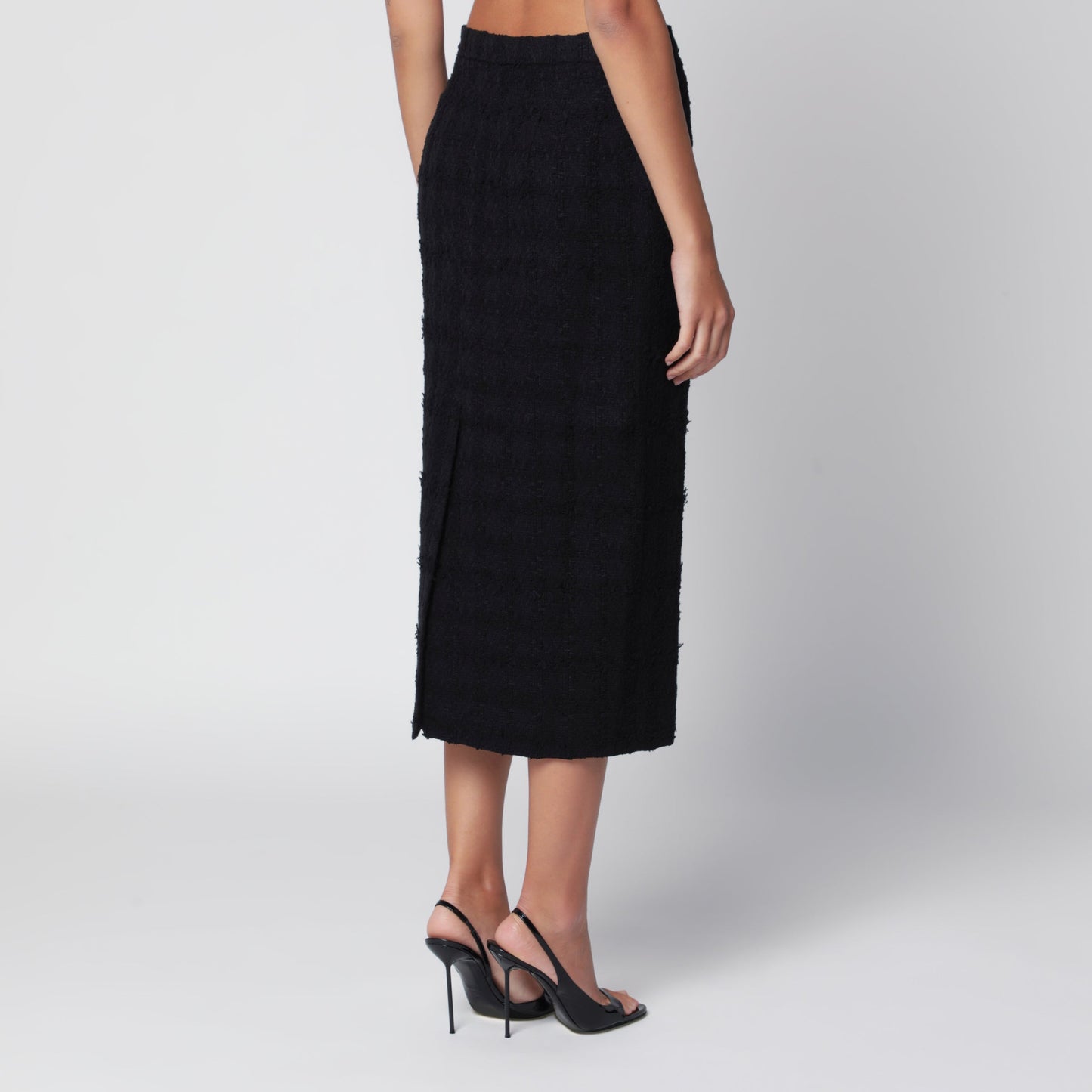 Alessandra Rich Black Boucle Tweed Midi Skirt Women ALESSANDRA RICH