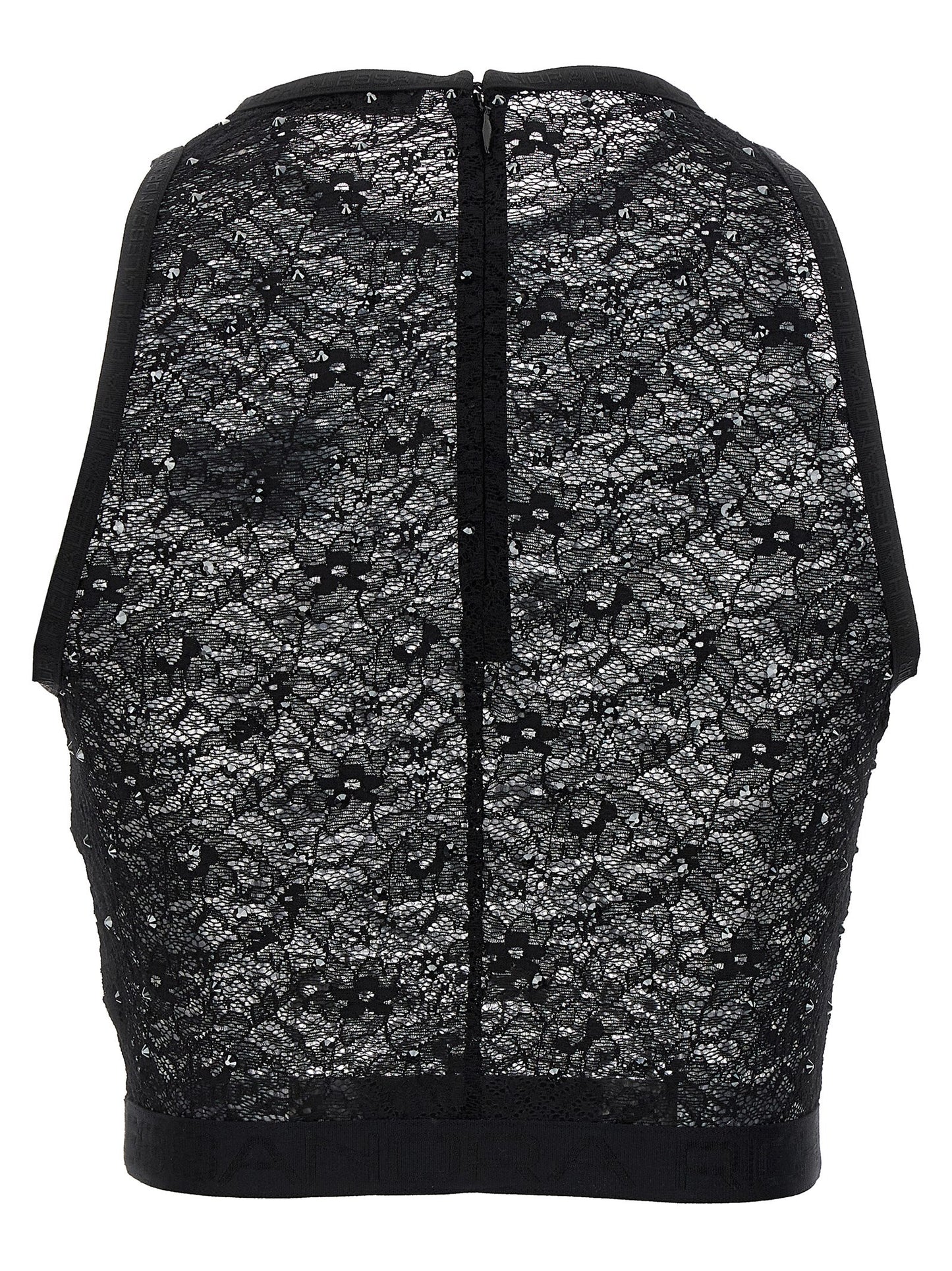 Alessandra Rich Women Rhinestone Lace Top ALESSANDRA RICH