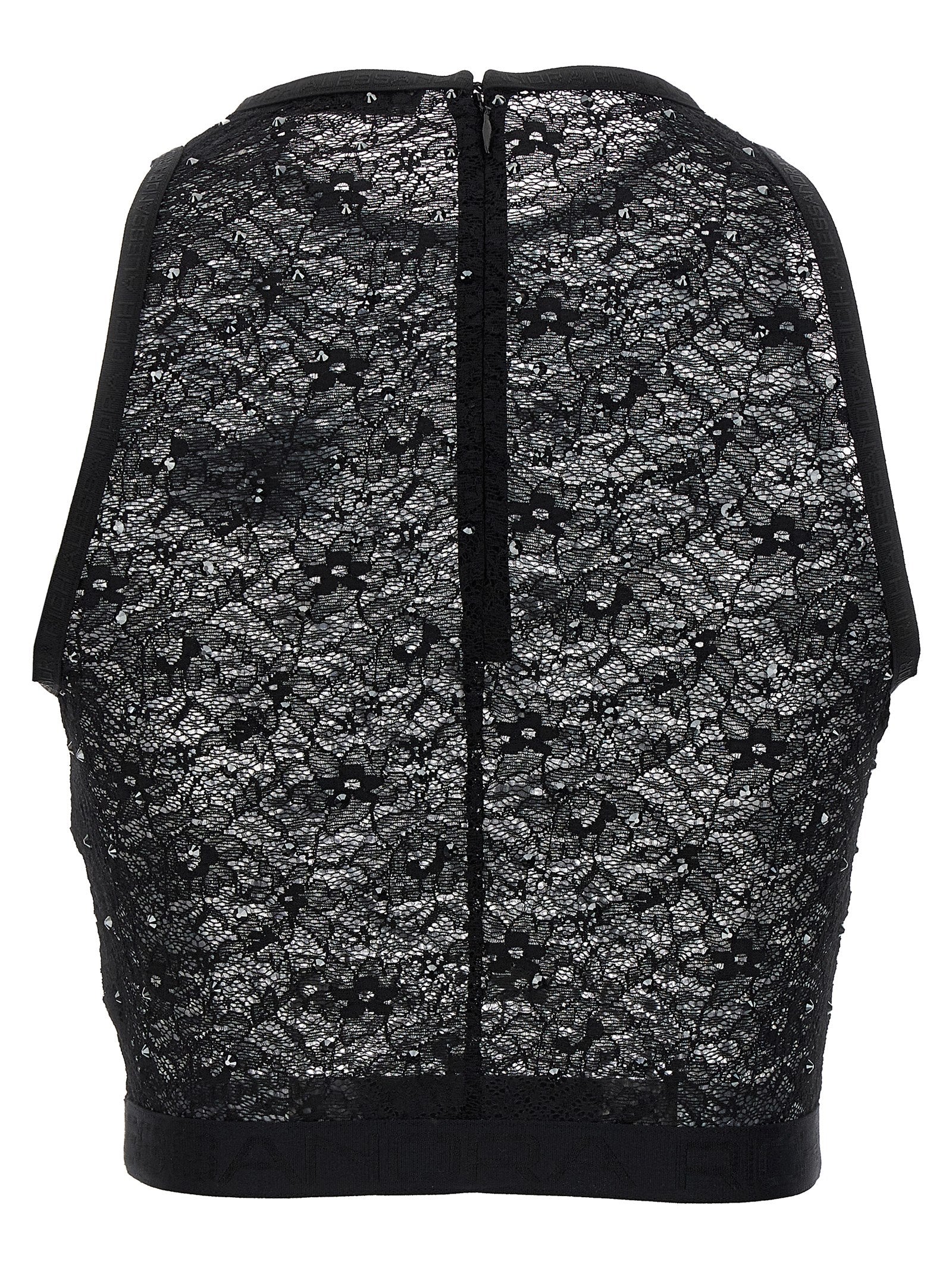 Alessandra Rich Women Rhinestone Lace Top ALESSANDRA RICH