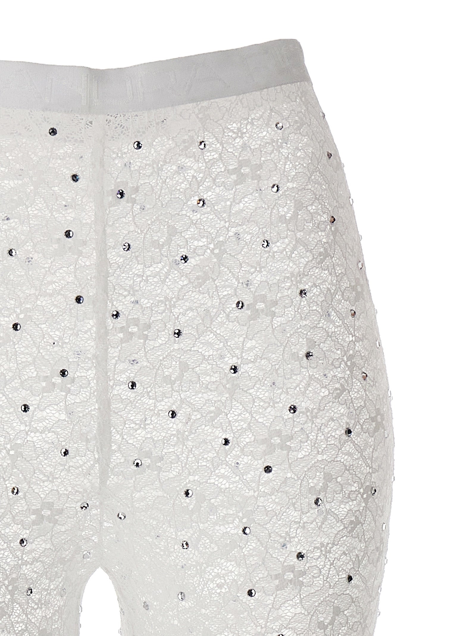 Alessandra Rich Women Rhinestone Lace Leggings ALESSANDRA RICH