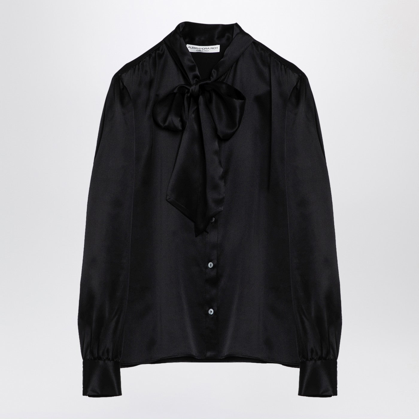 Alessandra Rich Black Silk Shirt With Bow Women ALESSANDRA RICH