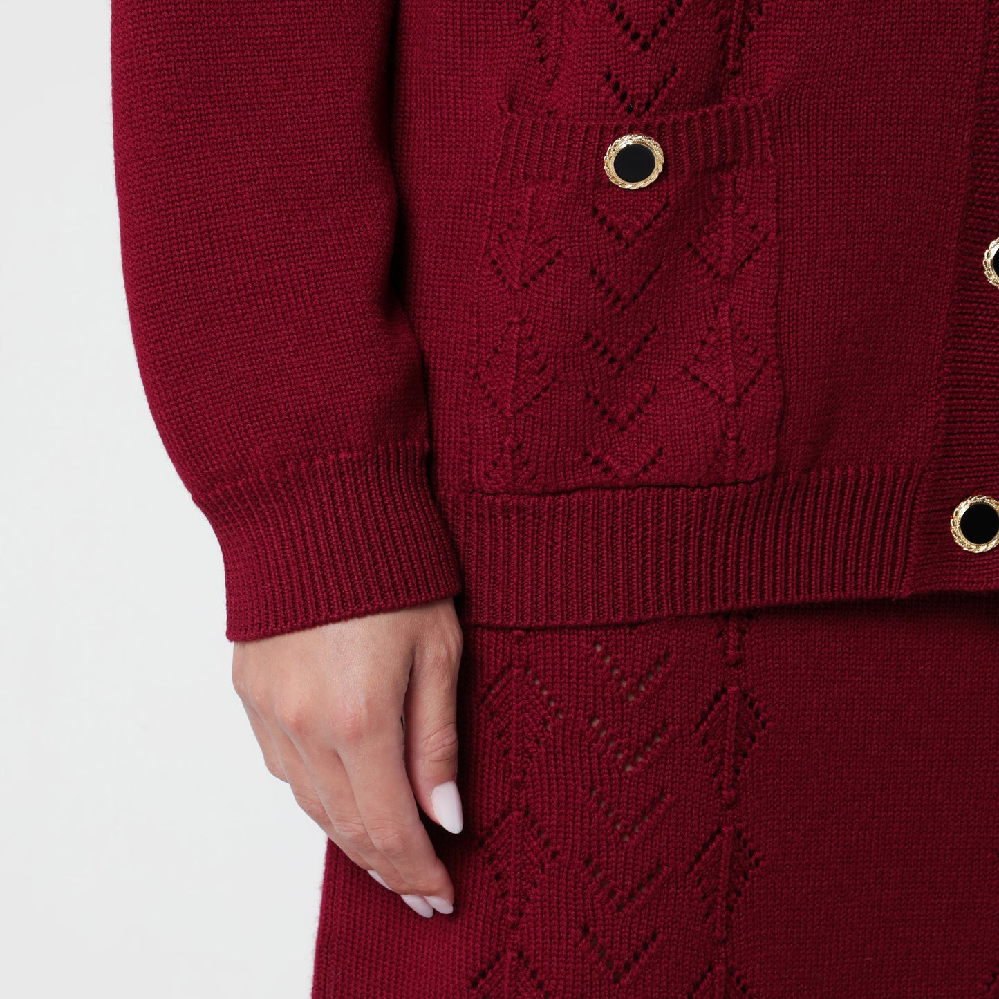 Alessandra Rich Bordeaux Merino Wool Knit Cardigan Women ALESSANDRA RICH