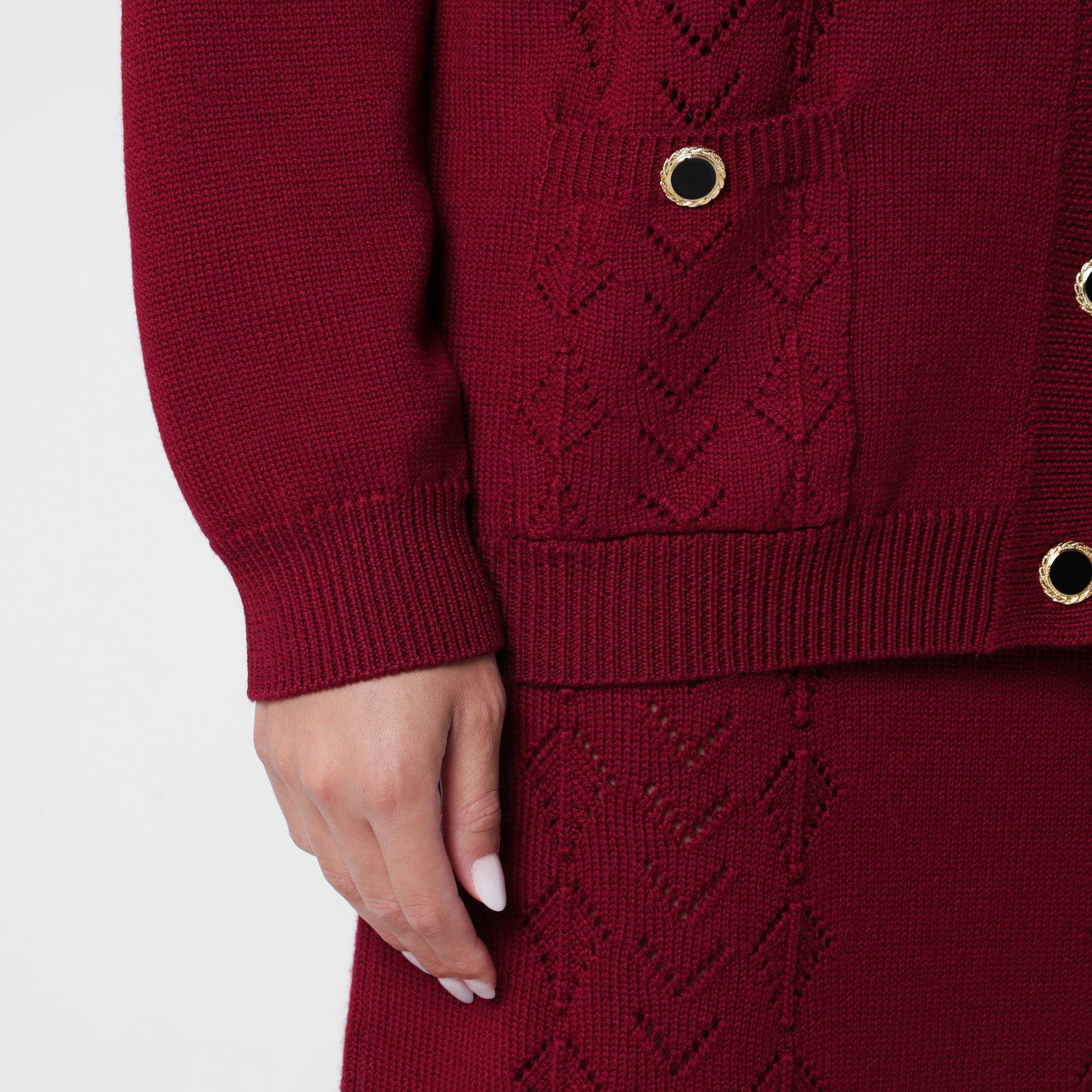 Alessandra Rich Bordeaux Merino Wool Knit Cardigan Women ALESSANDRA RICH