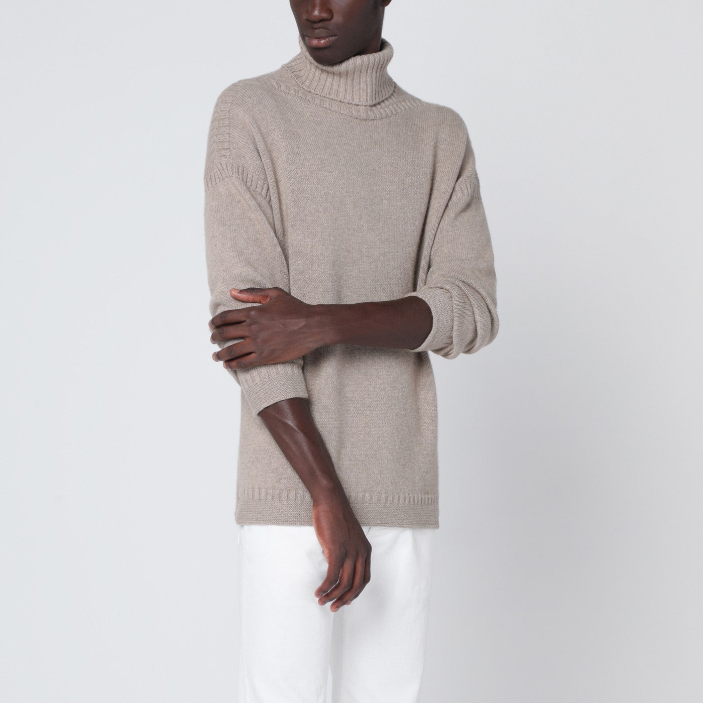 Loro Piana Greige Cashmere Turtleneck Sweater Men LORO PIANA