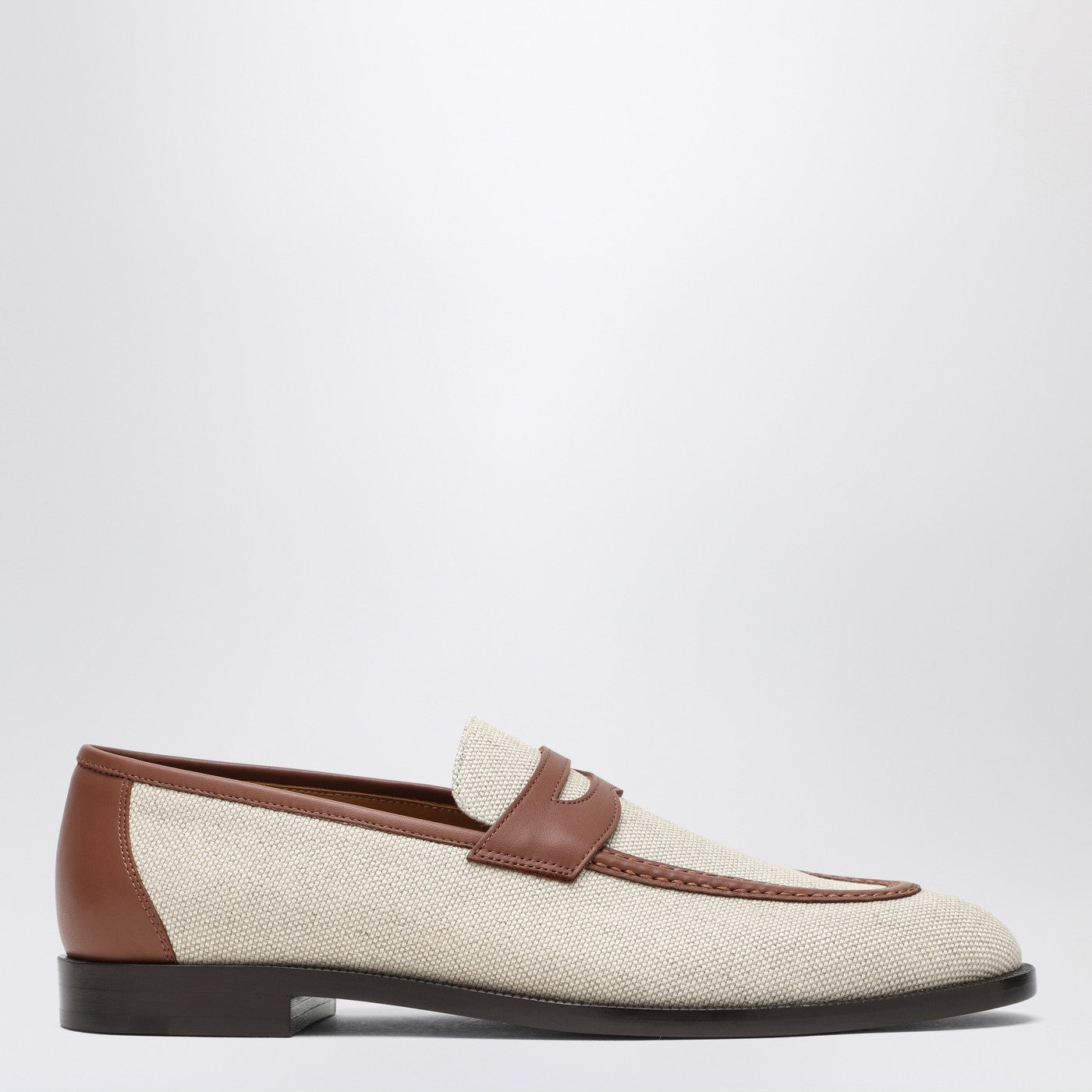 Loro Piana Sergio Loafers In Natural-Coloured Canvas And Leather Women LORO PIANA