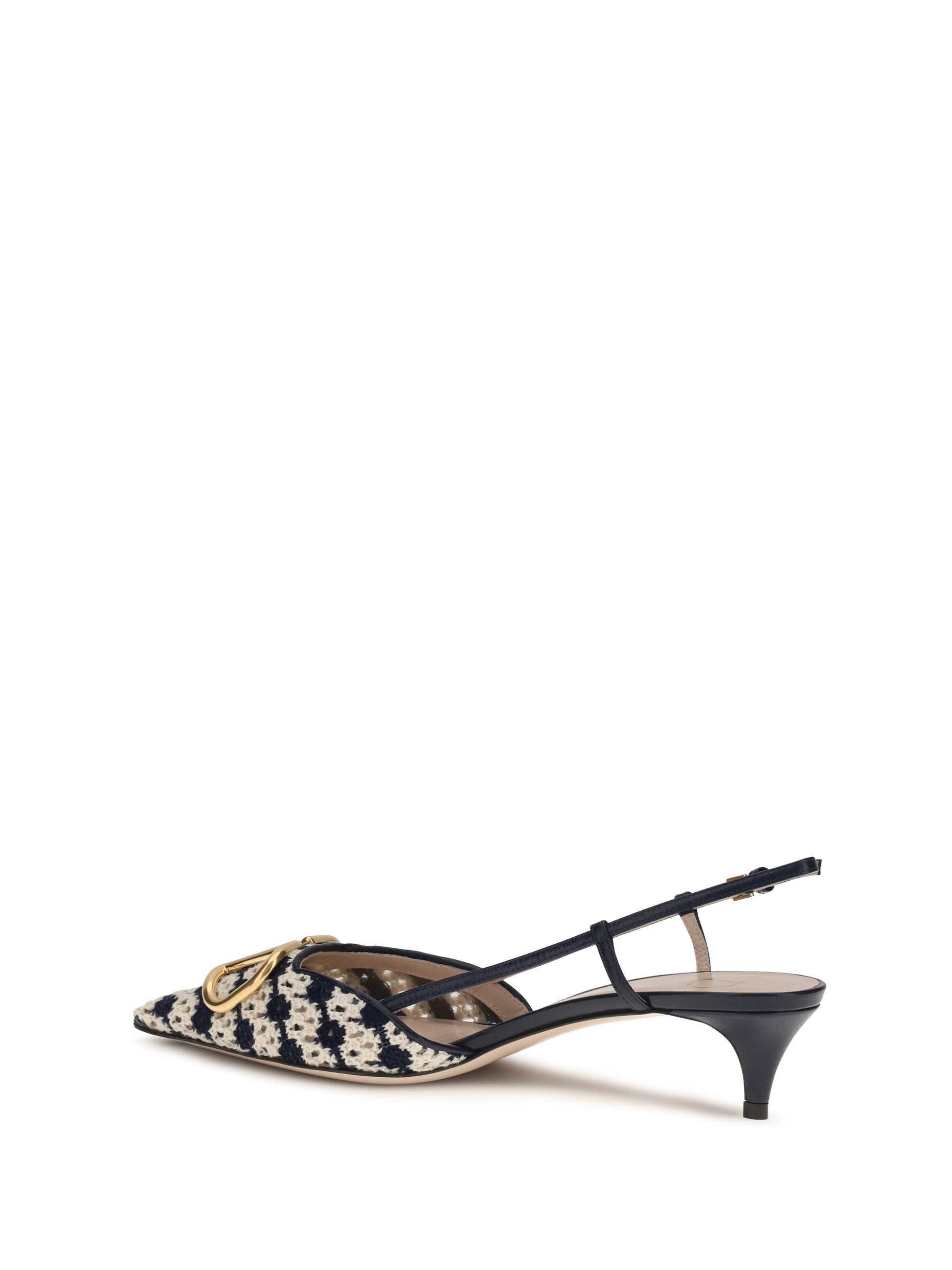 Valentino Garavani Women Vlogo Signature Slingback Pumps In Crochet Fabric VALENTINO GARAVANI