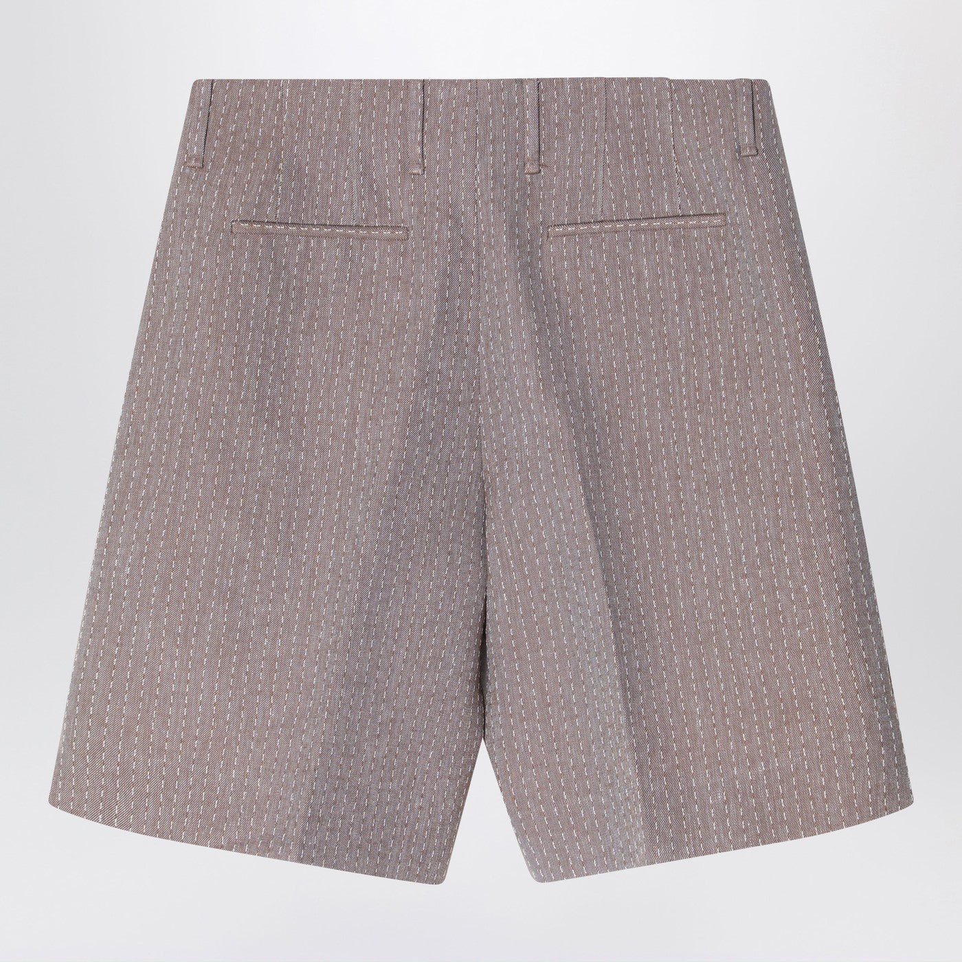 Fendi Beige Jacquard Bermuda Shorts With Topstitching Men FENDI