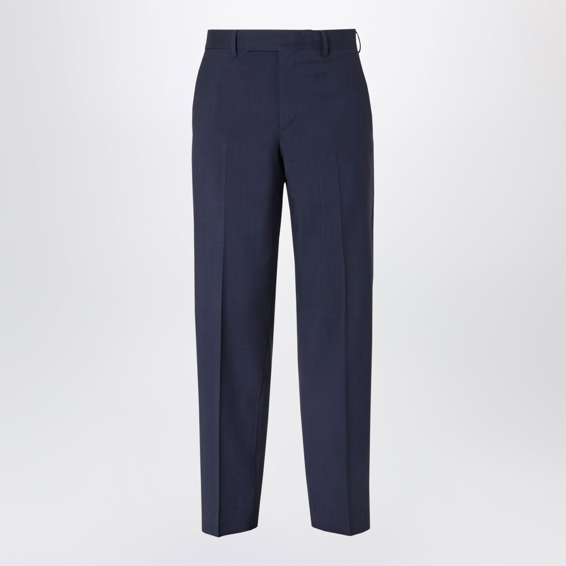 Fendi Dark Blue Wool Canvas Trousers Men FENDI