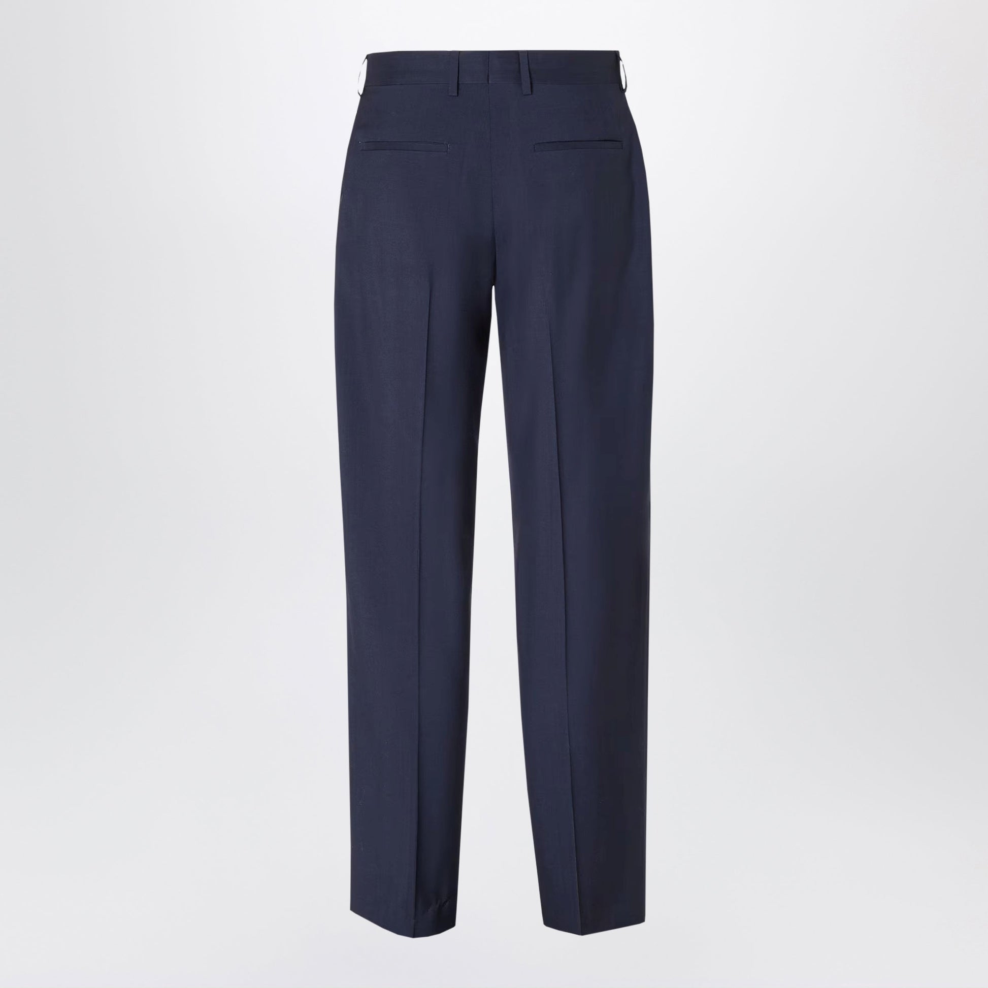 Fendi Dark Blue Wool Canvas Trousers Men FENDI