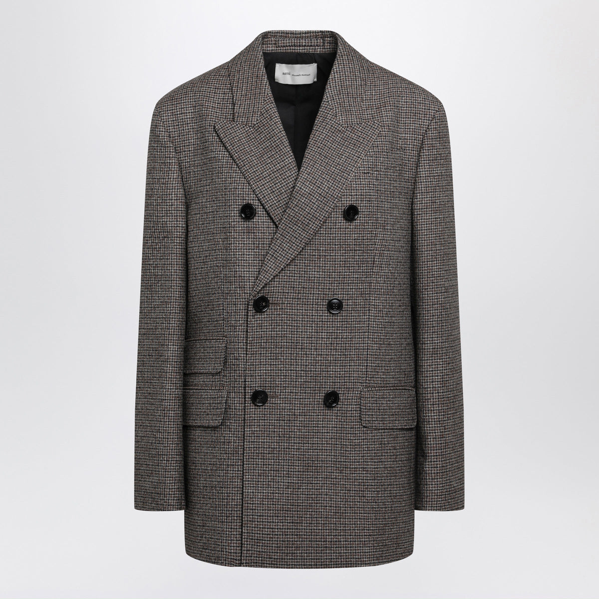 Ami Paris Brown And Black Double-Breasted Wool Blazer Women AMI PARIS