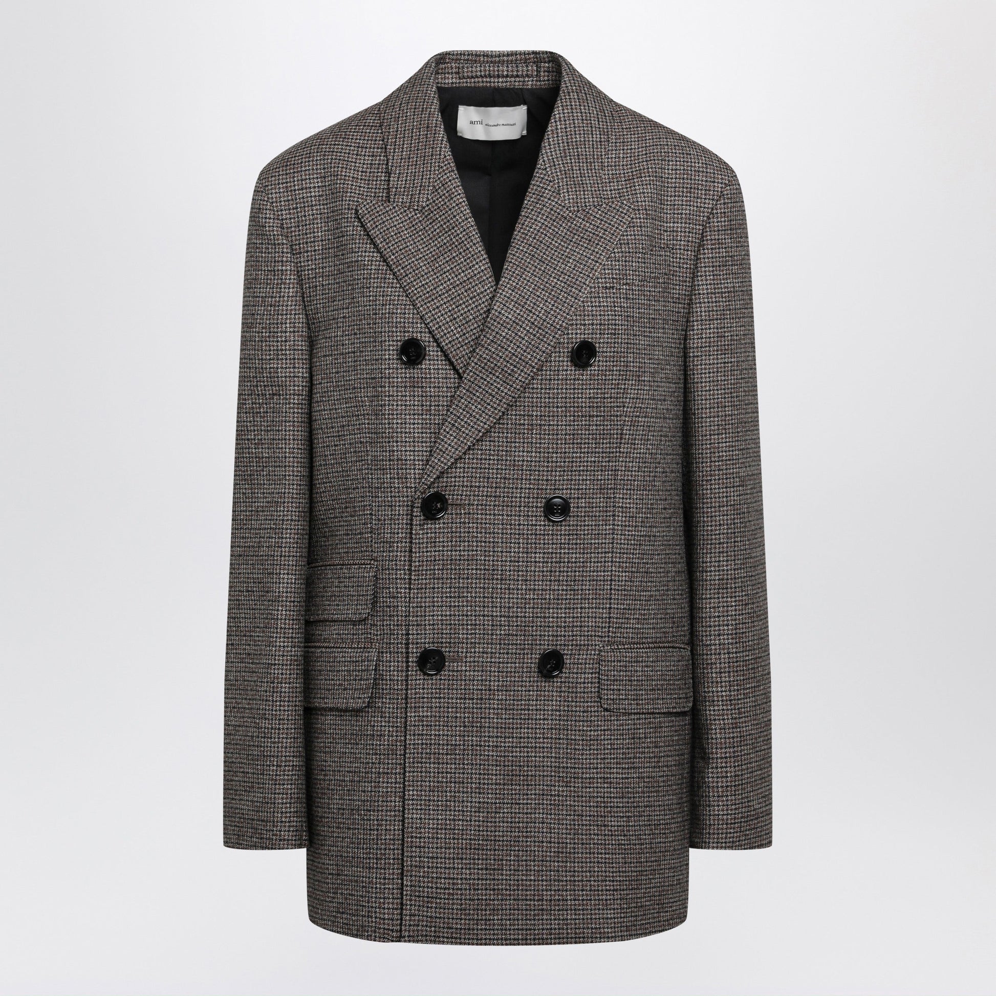 Ami Paris Brown And Black Double-Breasted Wool Blazer Women AMI PARIS