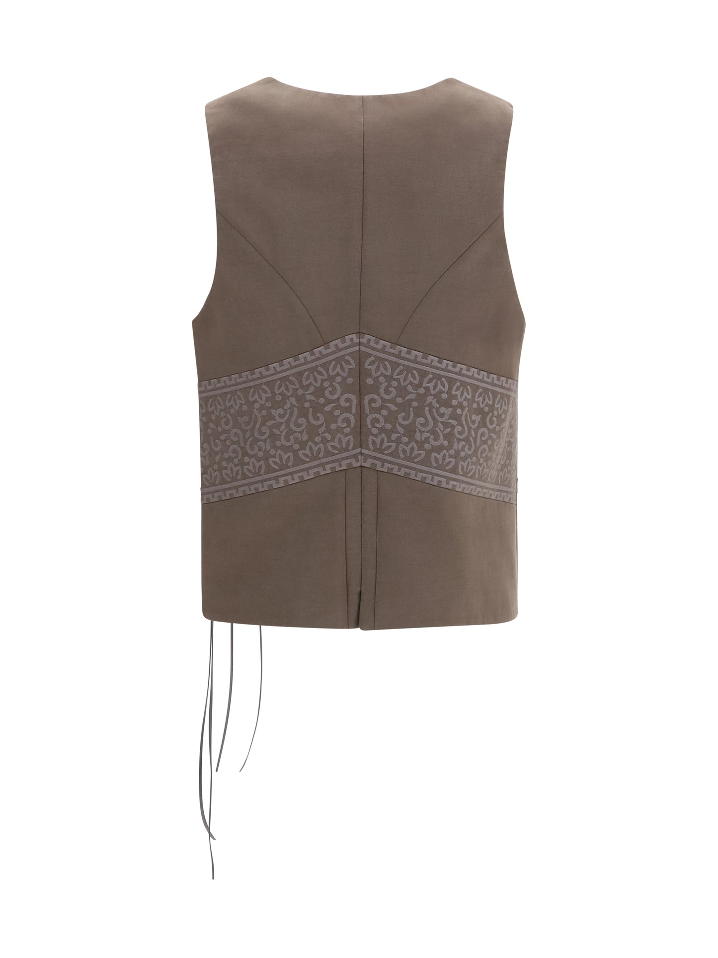 Giorgio Armani Women Vest In Washed Silk And Virgin Wool With Jacquard Pattern And Ties GIORGIO ARMANI
