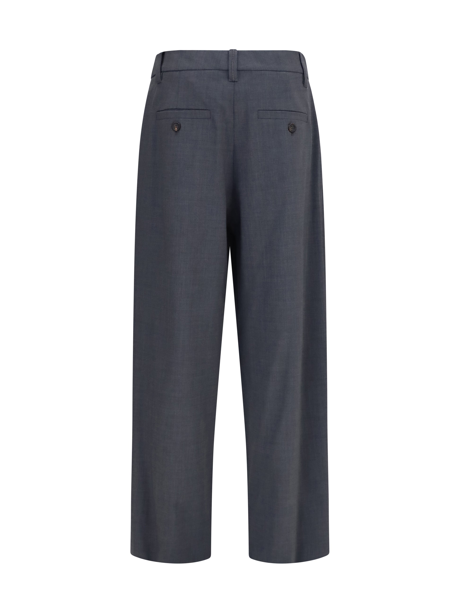 Brunello Cucinelli Women Tropical Wool Tailored Pants With Monili Detail BRUNELLO CUCINELLI