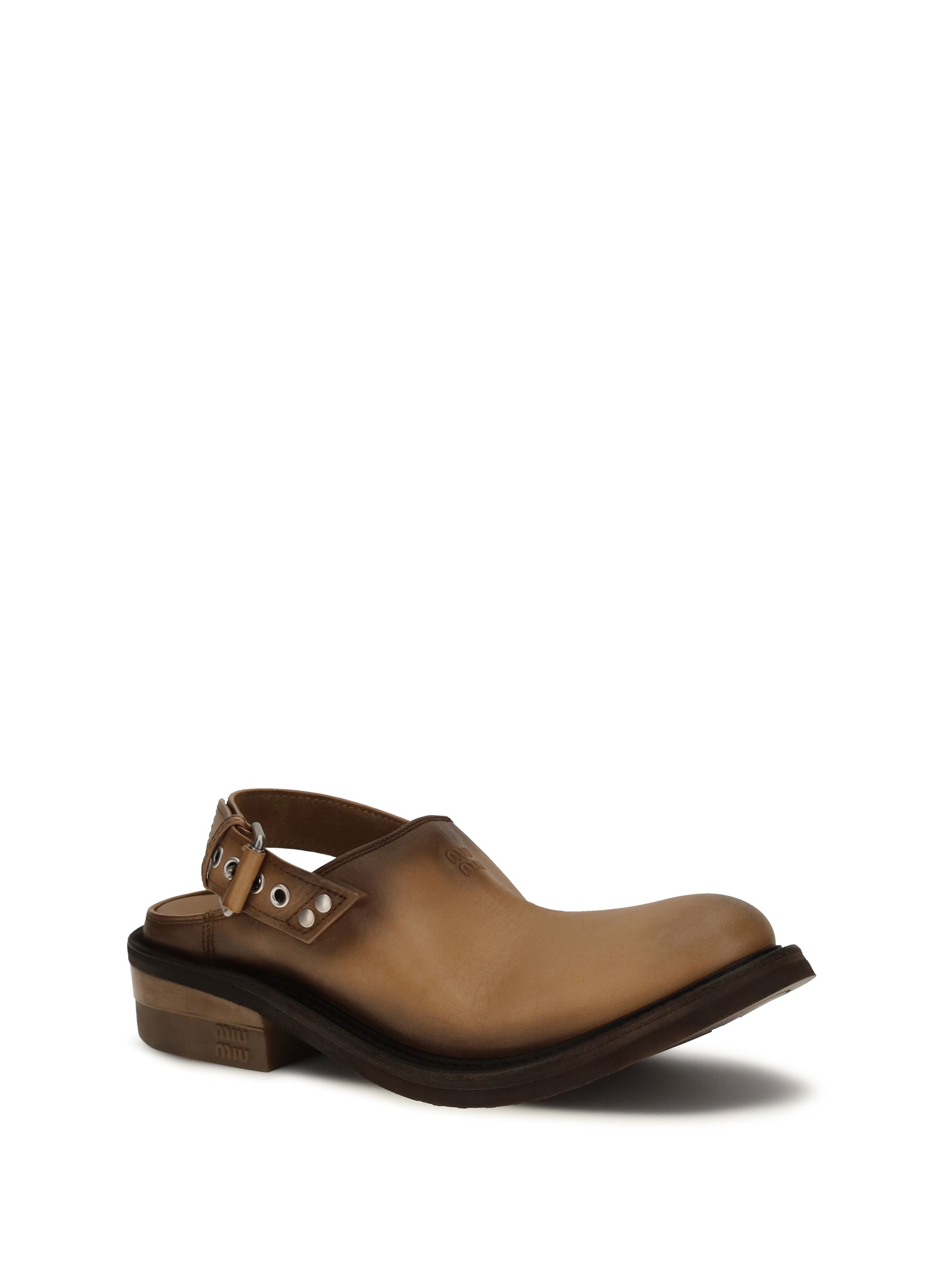 Miu Miu Women Foule Leather Mules MIU MIU