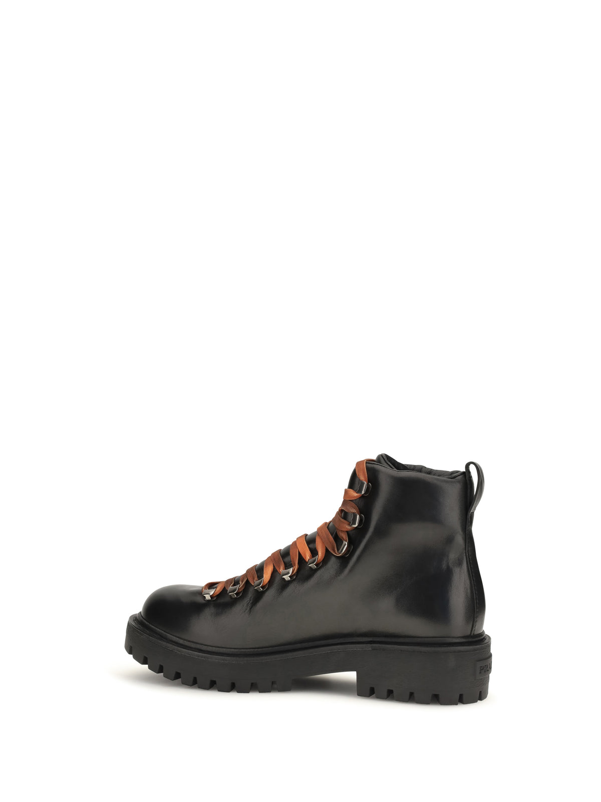 Prada Men Leather Lace-Up Ankle Boots PRADA