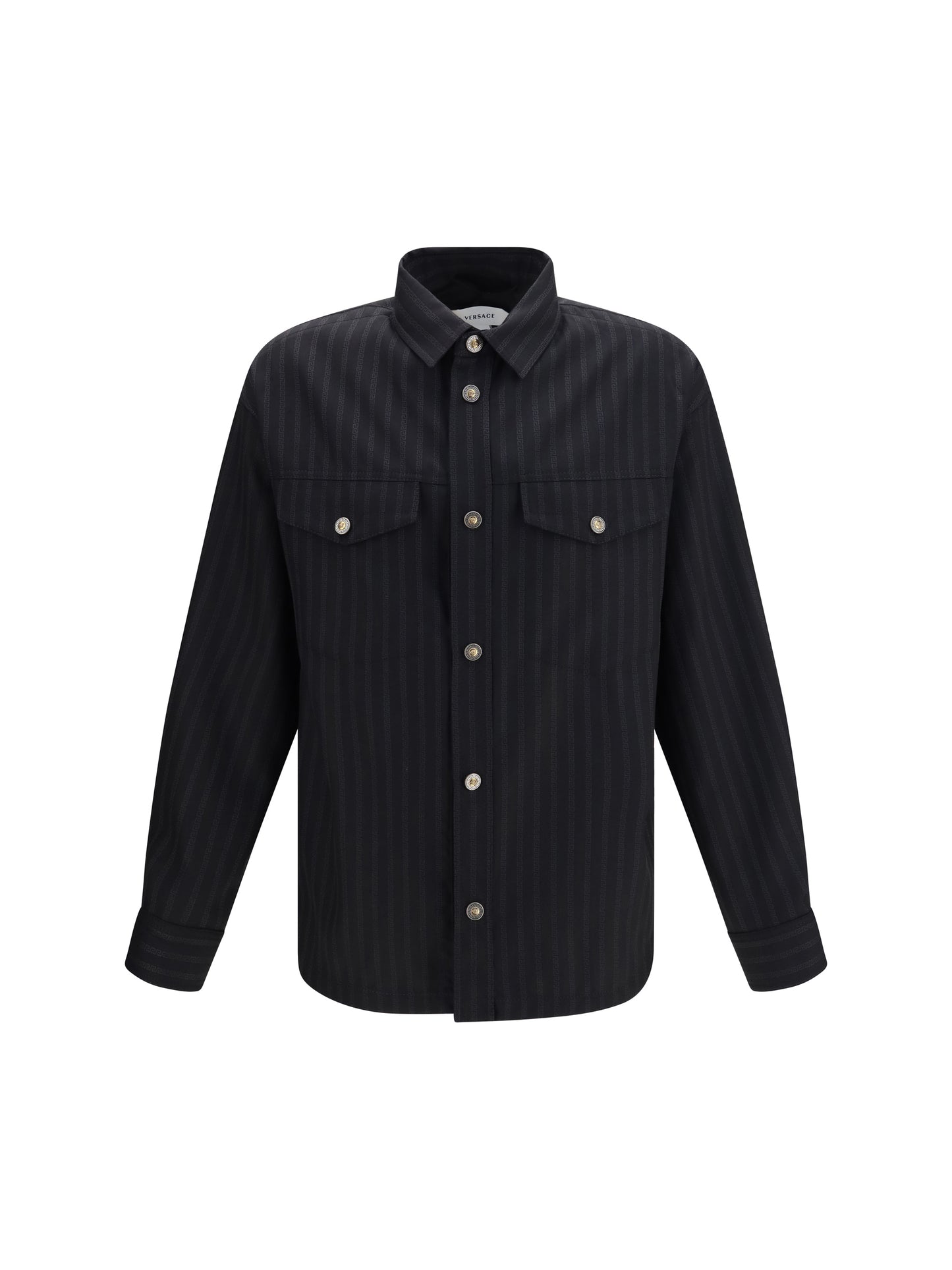 Versace Men Greca Monogram Jacquard Wool Shirt VERSACE