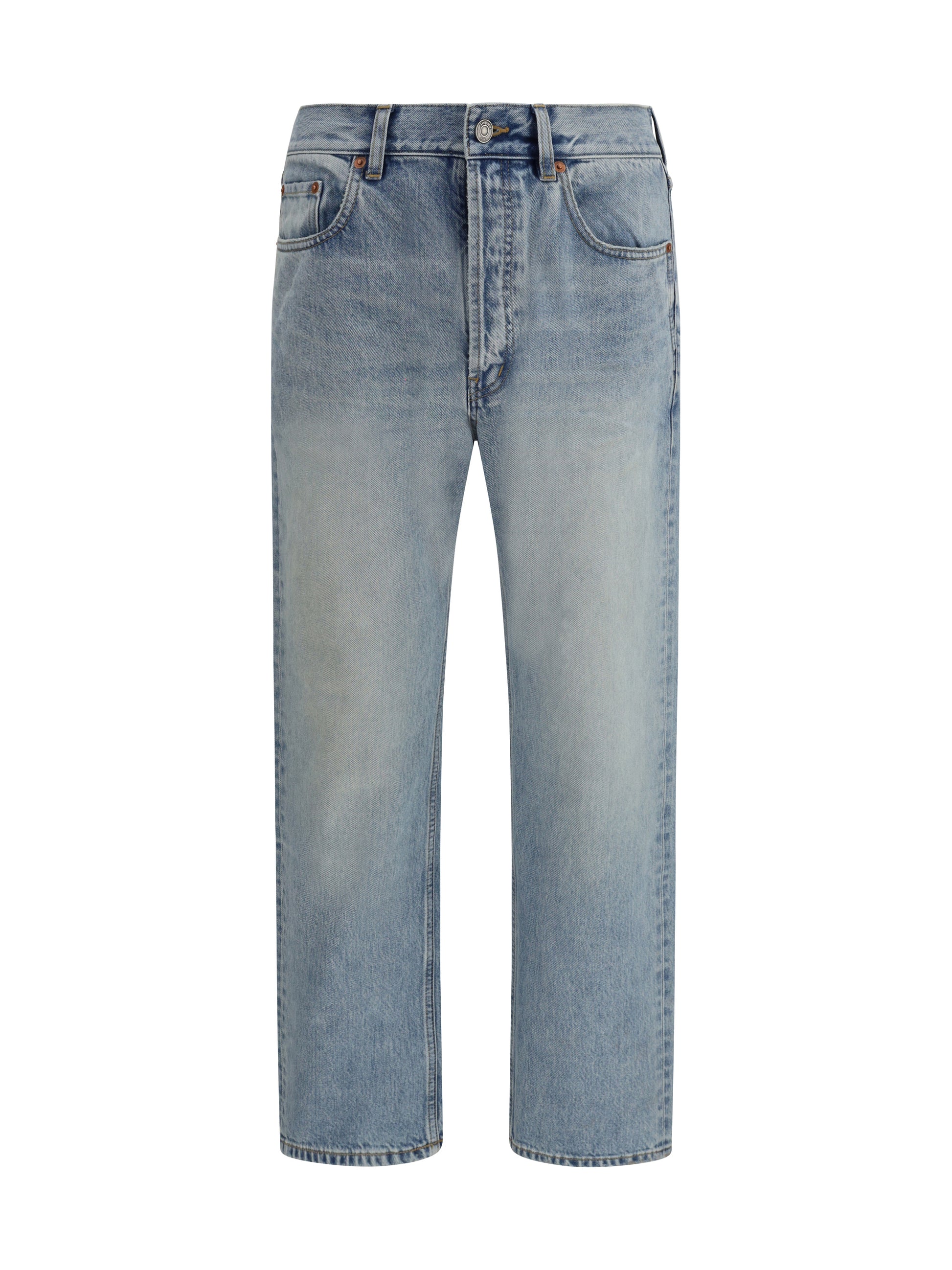 Saint Laurent Men Cotton Denim Jeans With Stonewashed Finish SAINT LAURENT