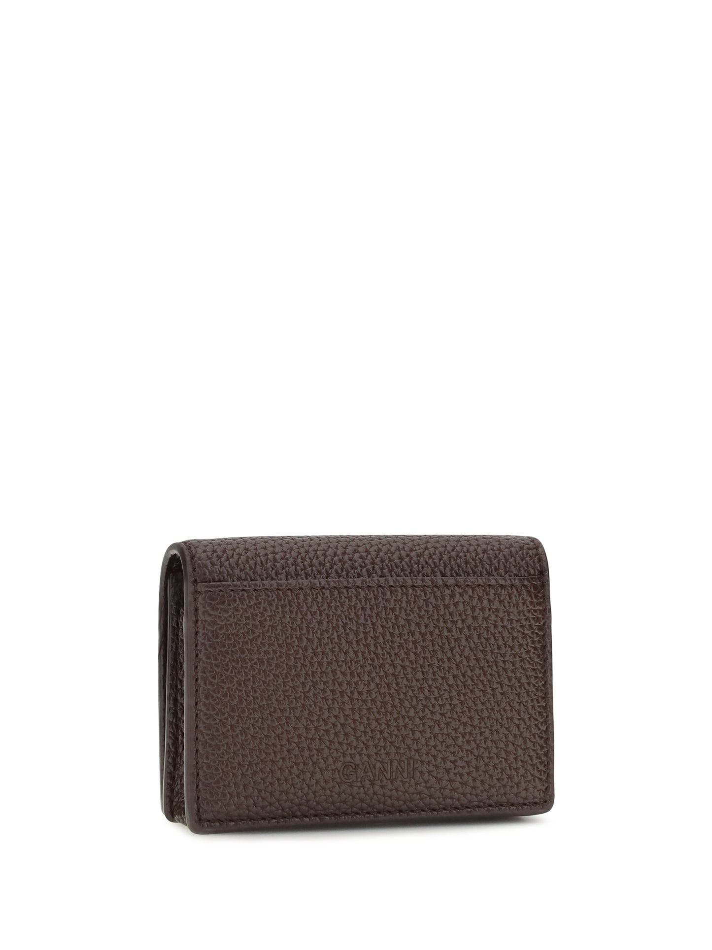 Ganni Women Flap Card Holder In Grained Leather GANNI