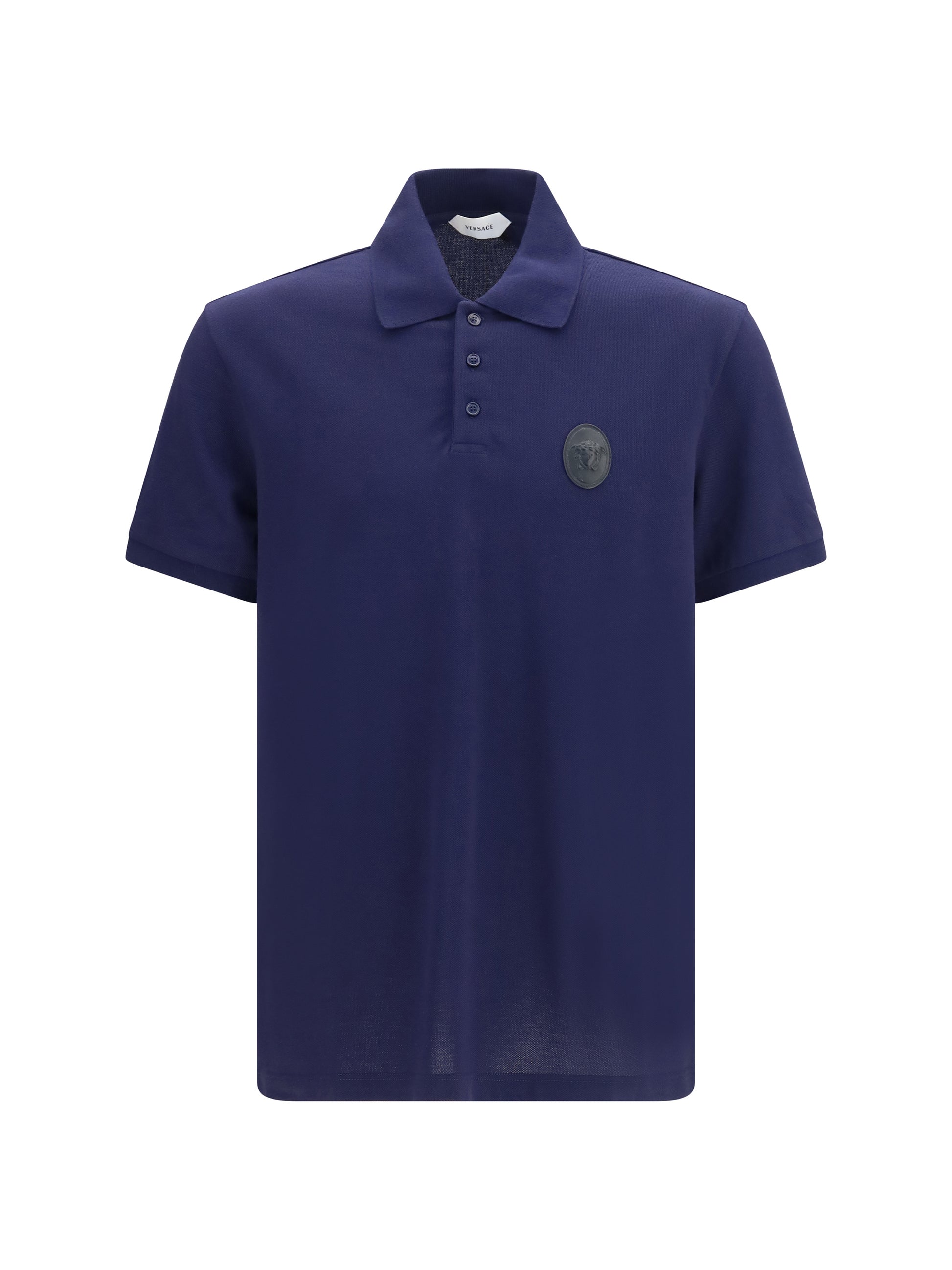 Versace Men Cotton Piqué Polo With Medusa Patch VERSACE