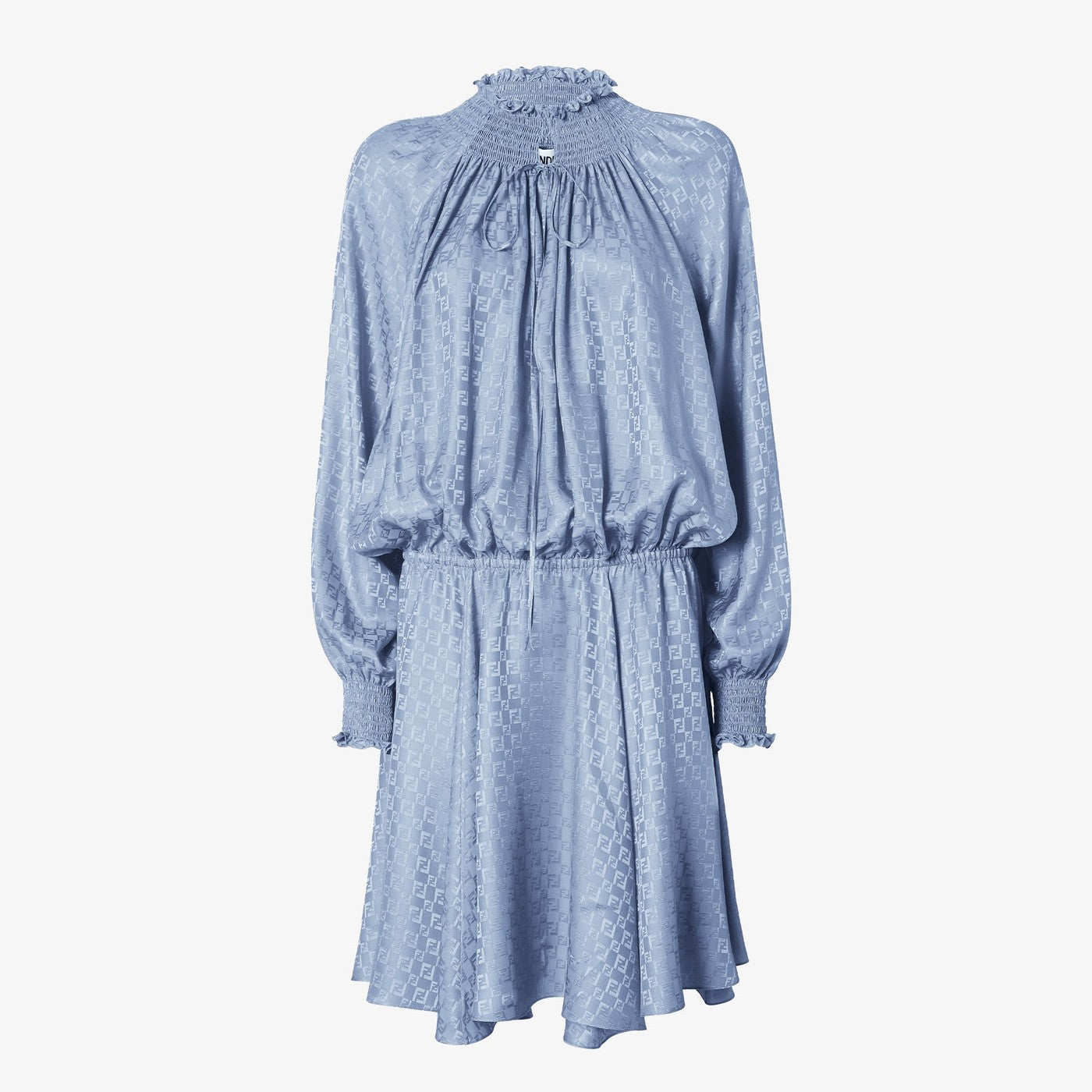Fendi Blue Silk Jacquard Dress Women FENDI