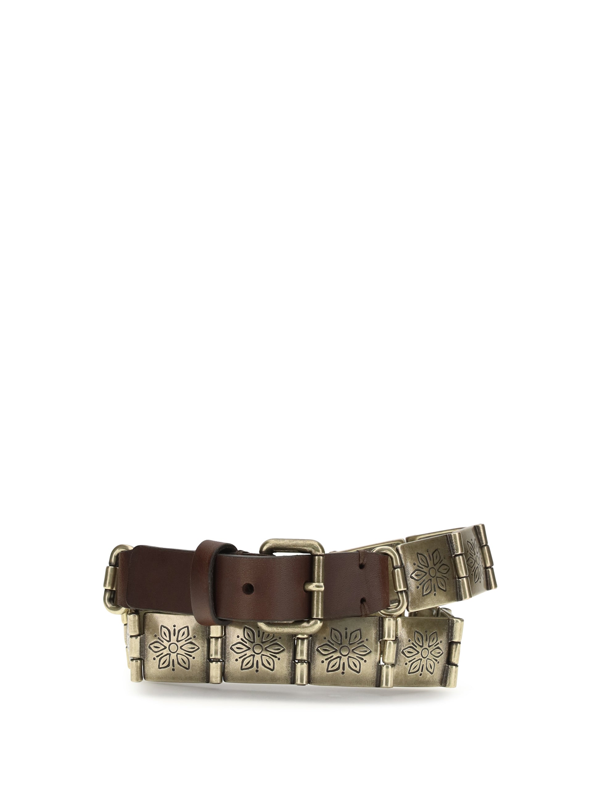 Etro Women Engraved Metal And Leather Belt ETRO