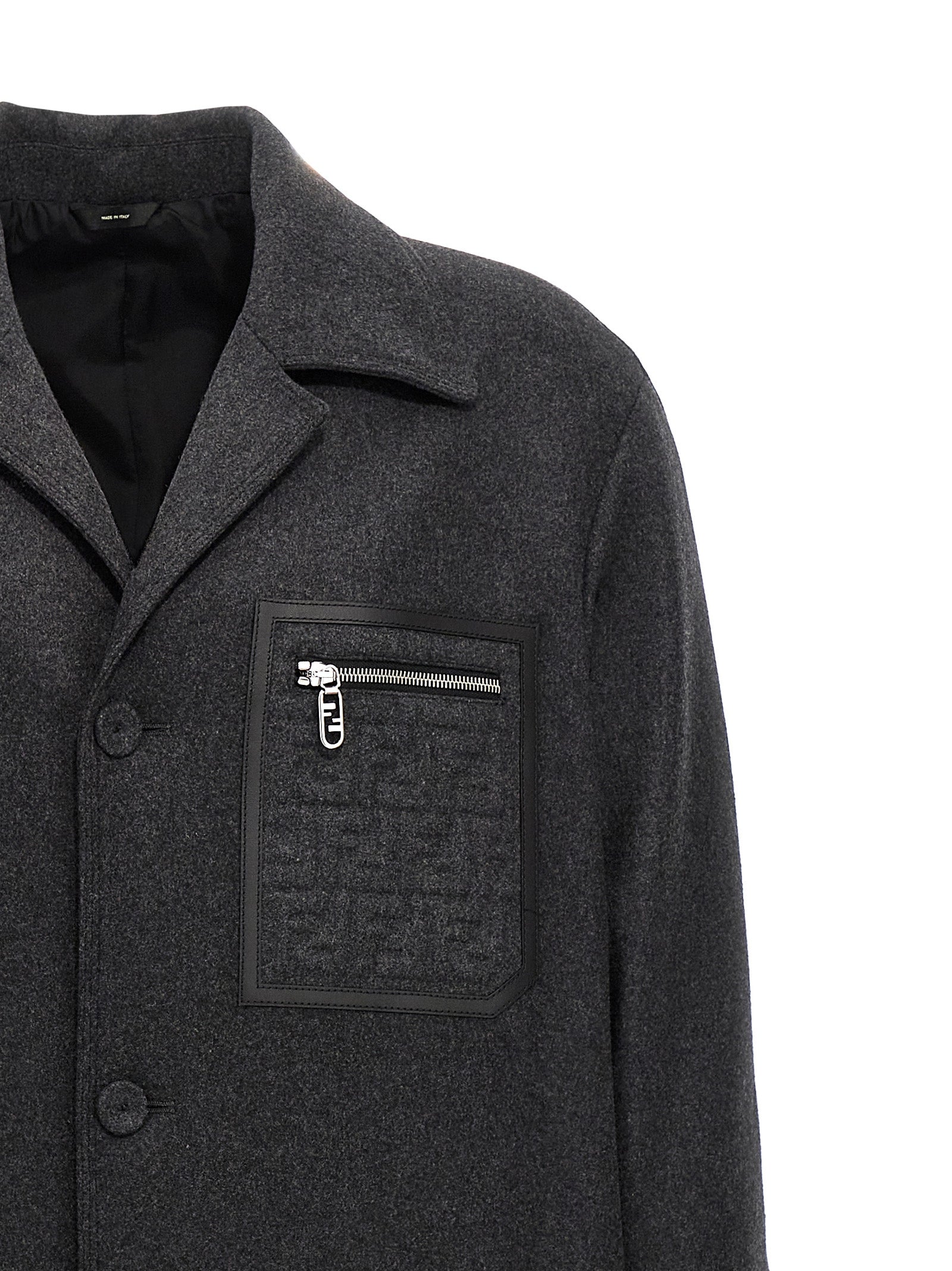 Fendi Men Single-Breasted Cashmere Coat FENDI