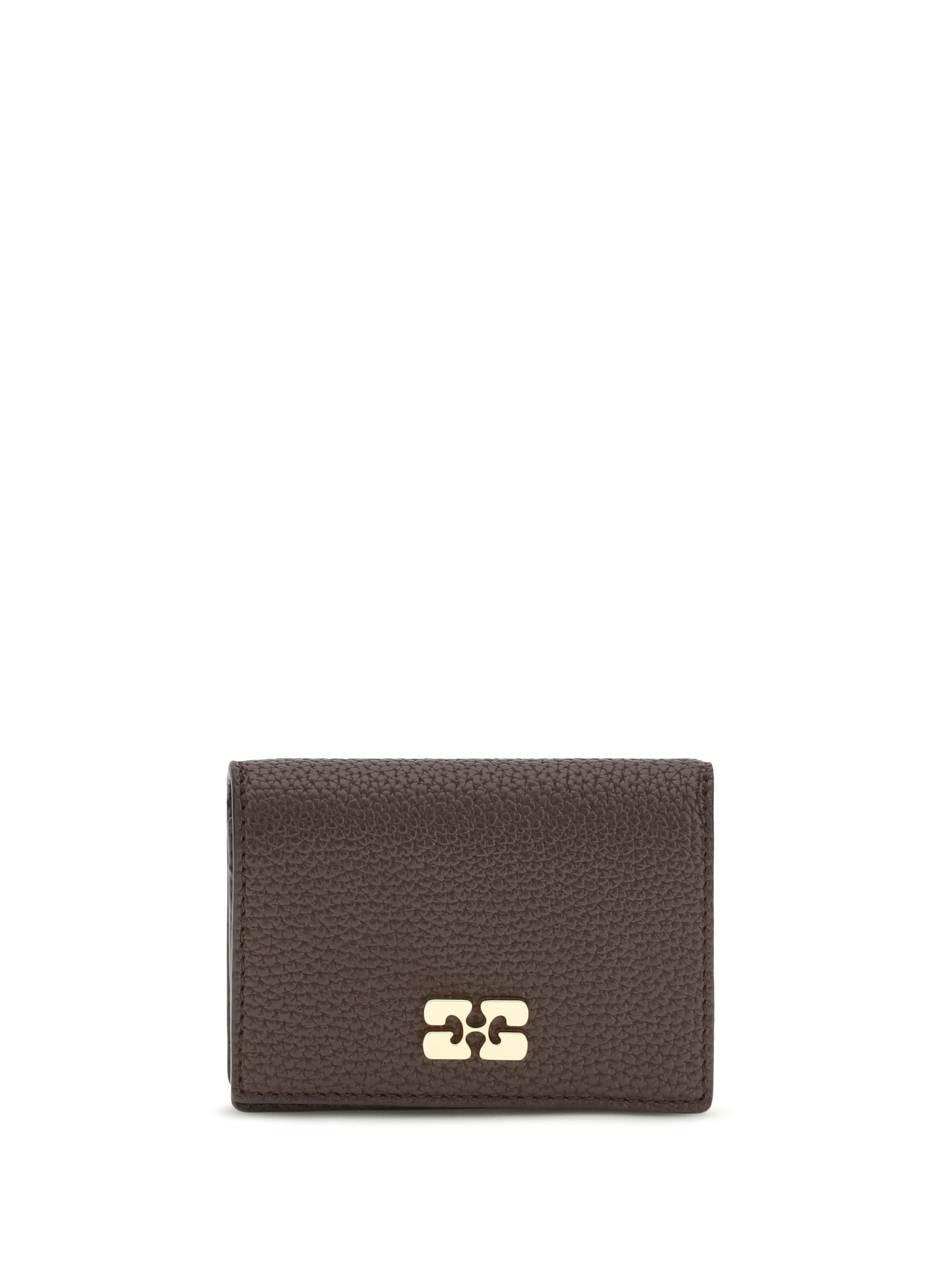 Ganni Women Flap Card Holder In Grained Leather GANNI