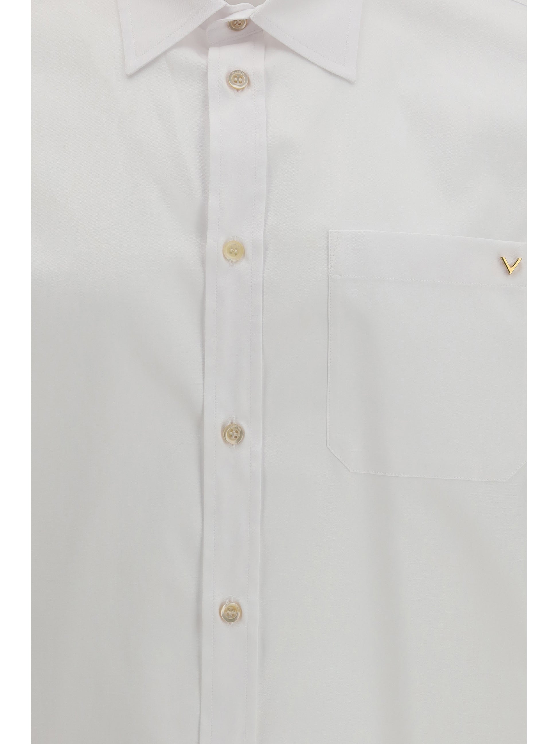Valentino Men Light Cotton Oxford Shirt With Vgold VALENTINO