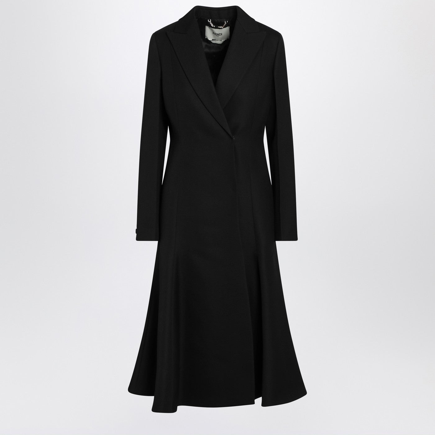 Fendi Black Grain De Poudre Wool Coat Women FENDI