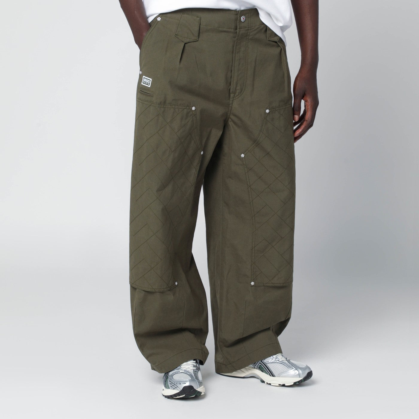 Kenzo Khaki Green Cotton Trousers Men KENZO