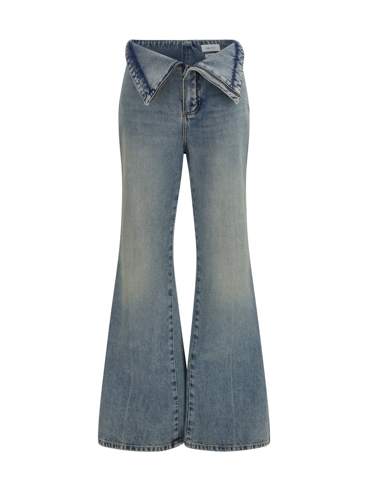 Alexander Mcqueen Women High-Waisted Flared Cotton Denim Jeans ALEXANDER MCQUEEN