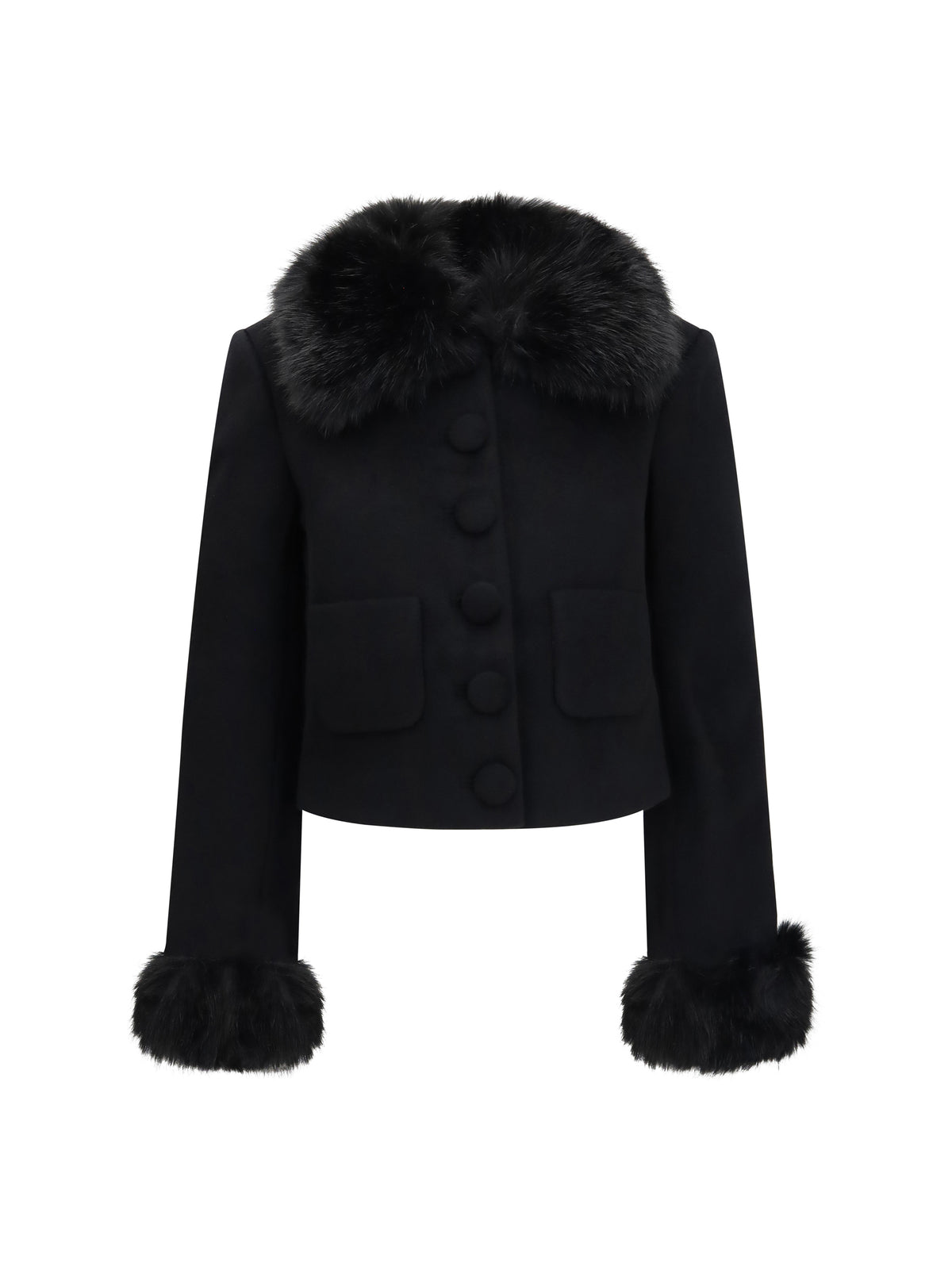 Self-Portrait Women Wool-Blend Jacket With Faux Fur Cuffs SELF-PORTRAIT