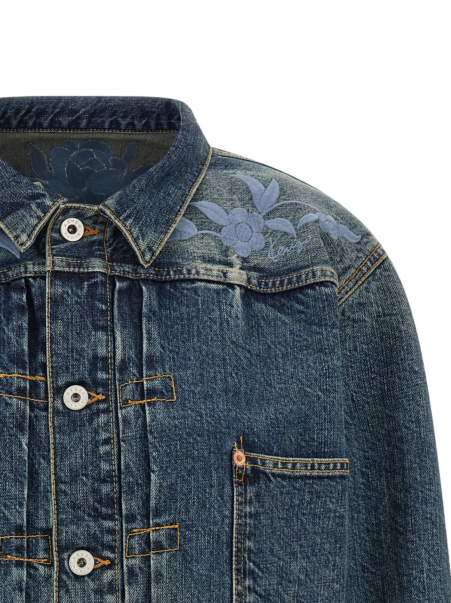 Kenzo Men Floral Embroidery Denim Jacket KENZO