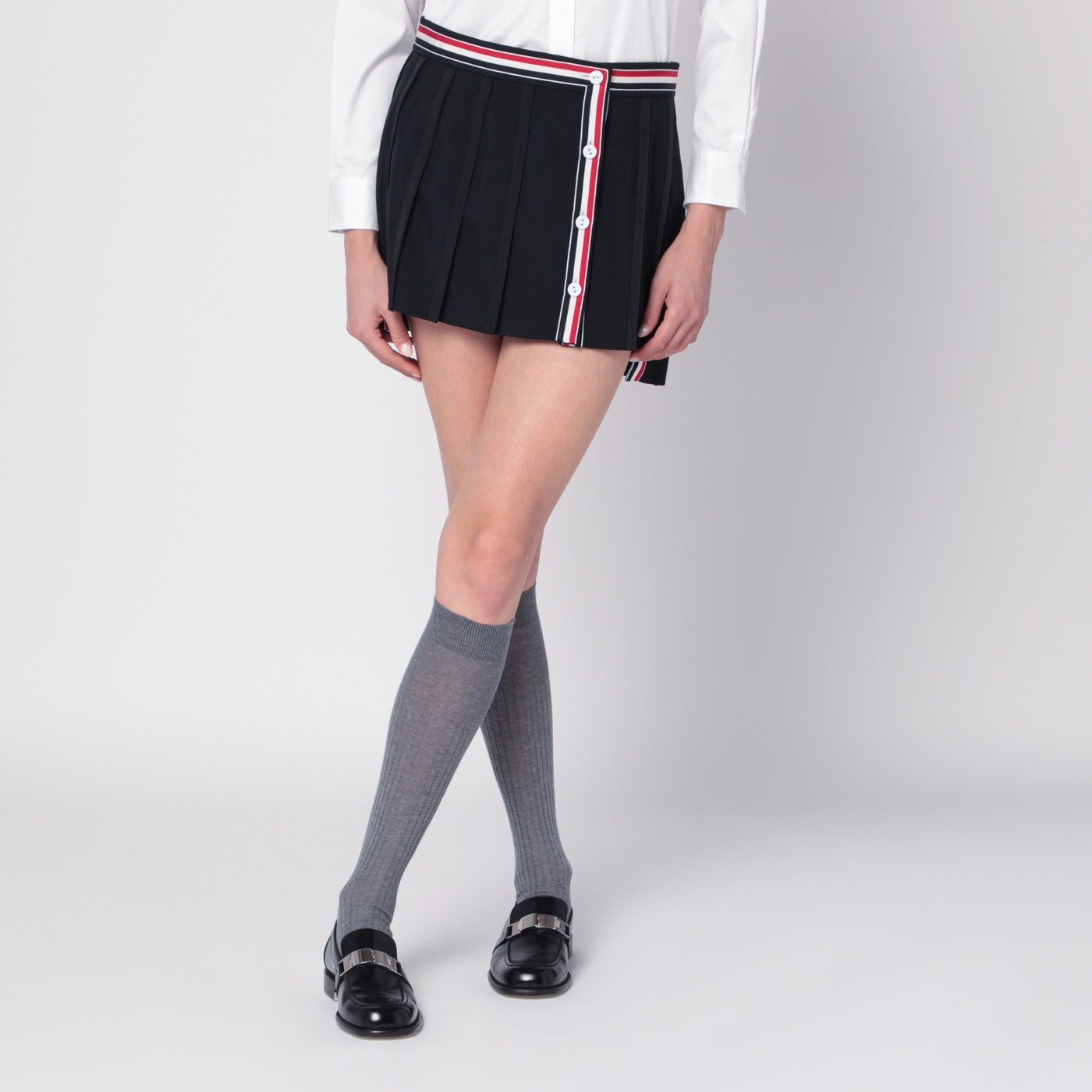 Thom Browne Black Ruffled Mini Skirt In Wool Blend Women THOM BROWNE