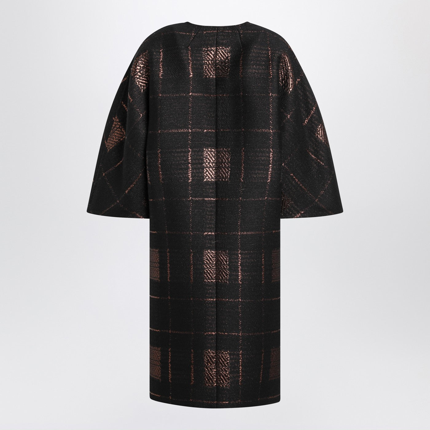 Max Mara Atelier Black Cocoon Coat In Jacquard Lame Women Max Mara Atelier