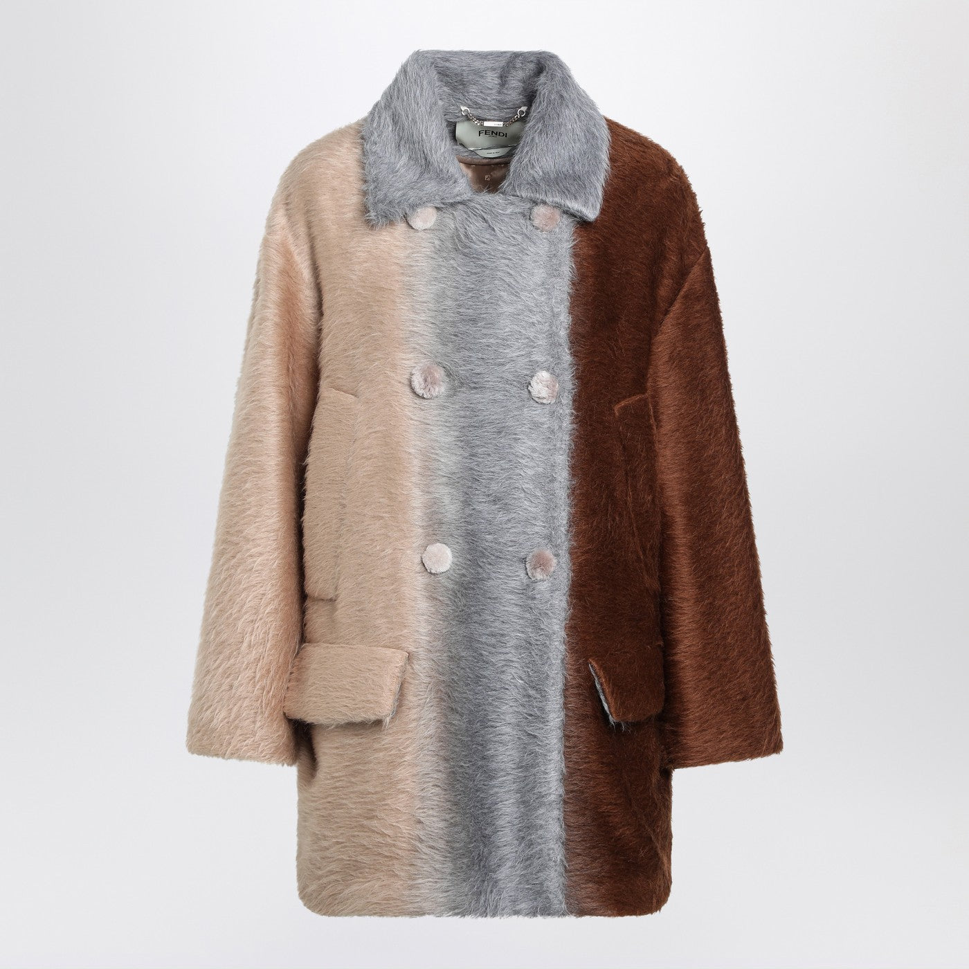 Fendi Double-Breasted Color-Block Coat Women FENDI