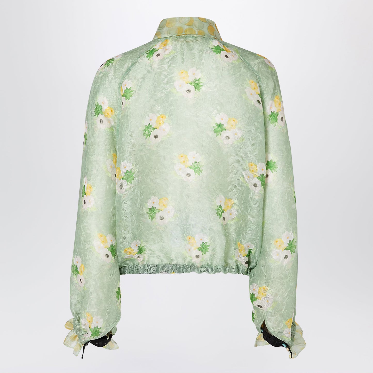 Fendi Light Green Organza Lace Bomber Jacket Women FENDI