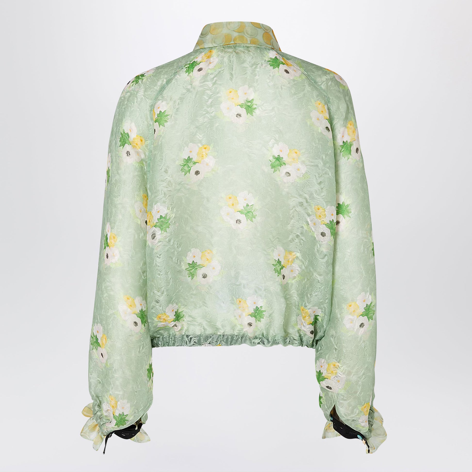 Fendi Light Green Organza Lace Bomber Jacket Women FENDI