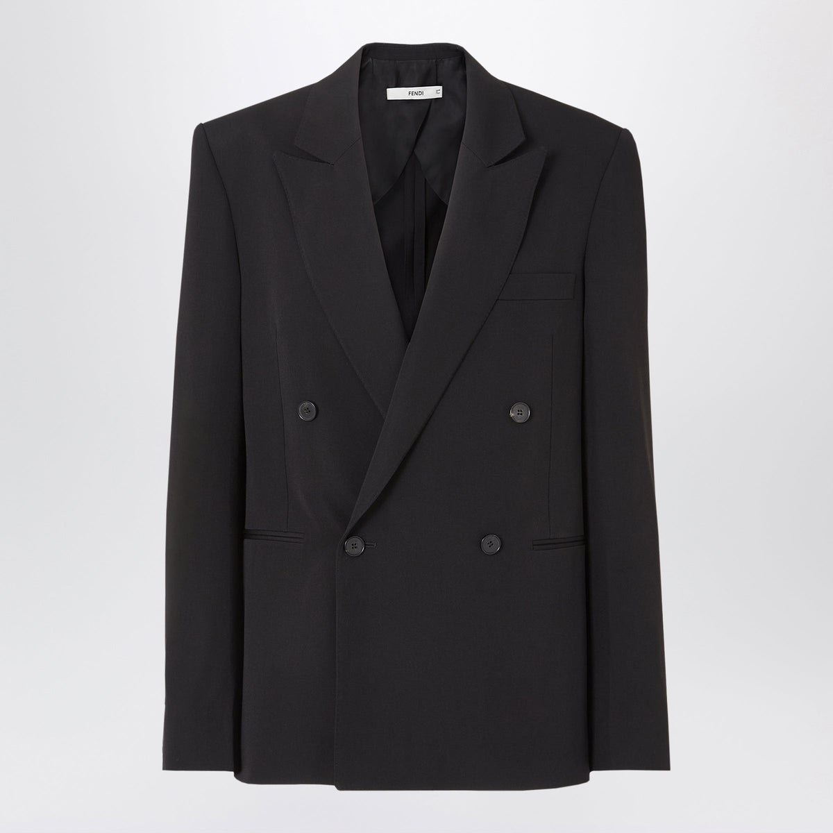Fendi Black Double-Breasted Blazer In Virgin Wool Women FENDI