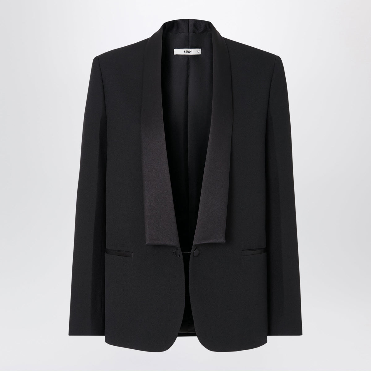 Fendi Black  Single-Breasted Blazer In Grain De Poudre Wool Women FENDI
